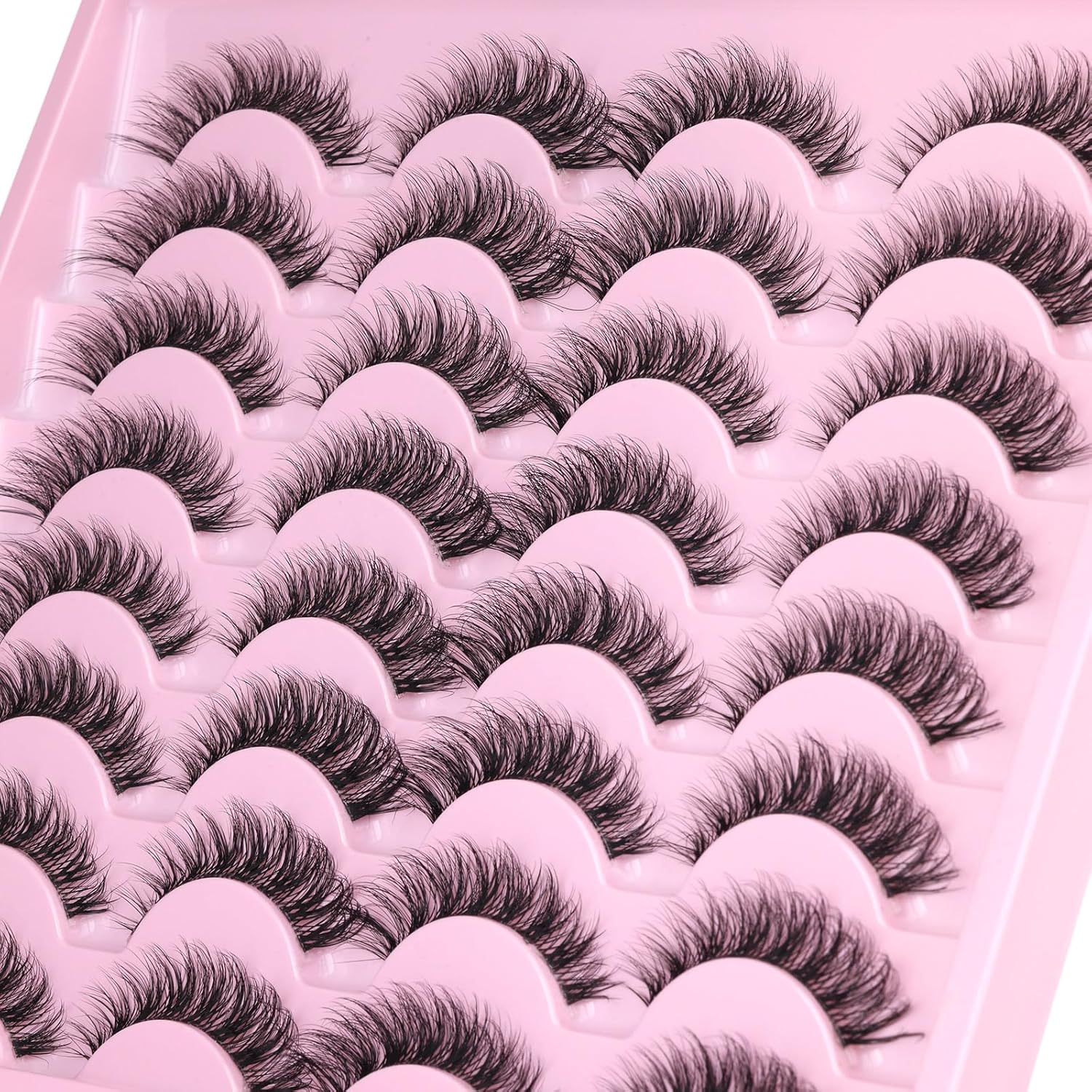 Pestañas de ojo de gato, pestañas postizas de banda transparente, pestañas postizas esponjosas de aspecto natural, 16 pares de pestañas de visón