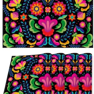 Nepnuser Juego de 4 manteles individuales mexicanos florales para decoración de fiesta del Cinco de Mayo, manteles individuales para decoración del Nepnuser Juego de 4 manteles individuales mexicanos florales para decoración de fiesta del Cinco de Mayo, manteles individuales para decoración del
