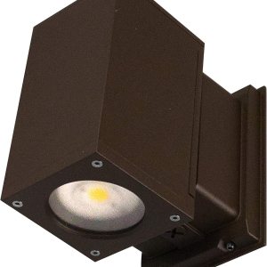 NICOR Outdoor OWCQ4D1022MV40BZ Dorado 22W Square LED Wall Mount, 4000K, luz cilíndrica de bronce para exteriores, 4 NICOR Outdoor OWCQ4D1022MV40BZ Dorado 22W Square LED Wall Mount, 4000K, luz cilíndrica de bronce para exteriores, 4