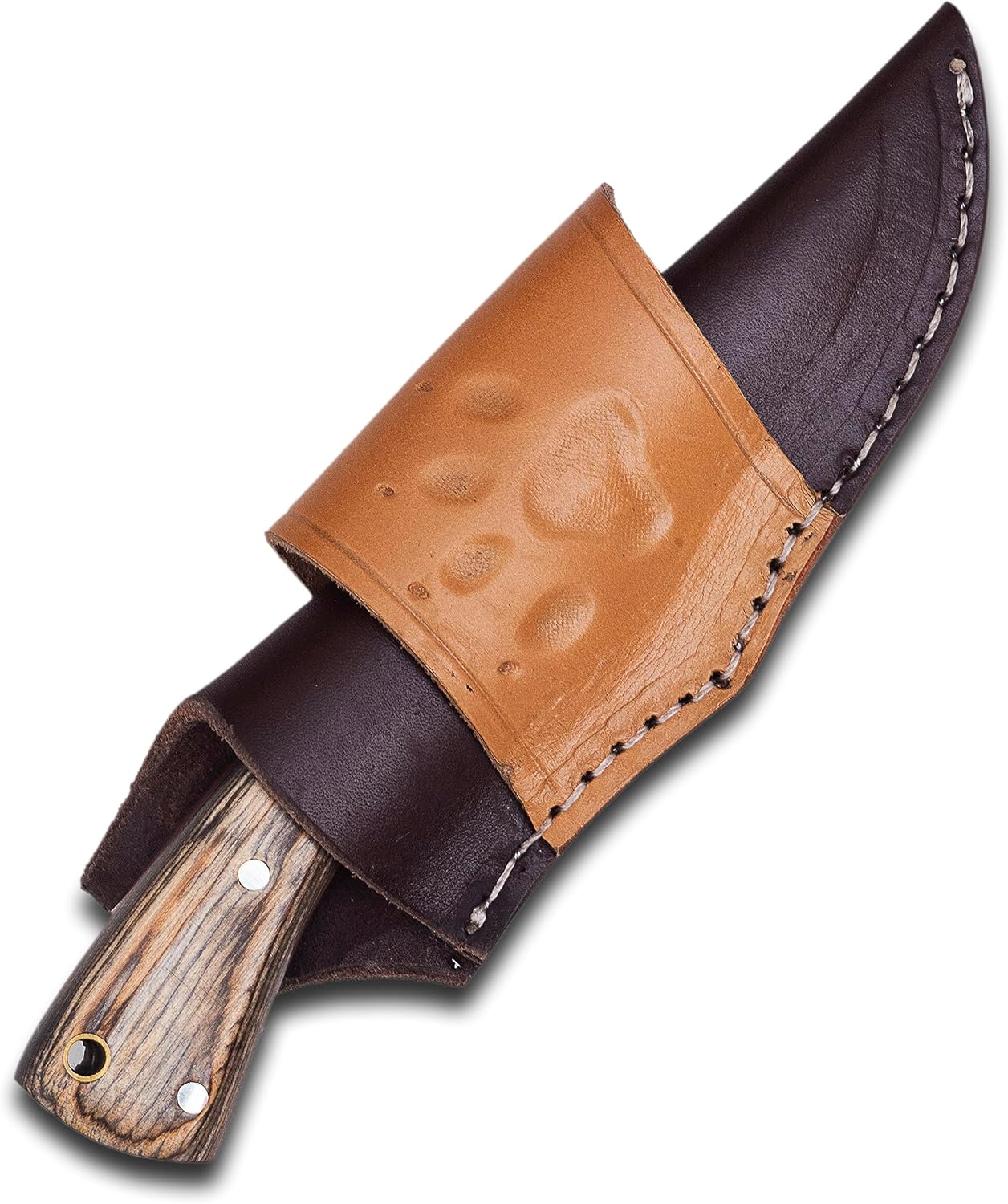 YA FORGE -Cuchillo de caza de 7 pulgadas, cuchillo de supervivencia de acero de Damasco forjado a mano, Handel de madera de Pakka con pasadores de