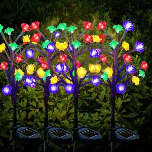 Nacolleo Luces solares de jardín al aire libre, luces solares decorativas para exteriores, decoración de jardín de flores para exteriores, paquete Nacolleo Luces solares de jardín al aire libre, luces solares decorativas para exteriores, decoración de jardín de flores para exteriores, paquete