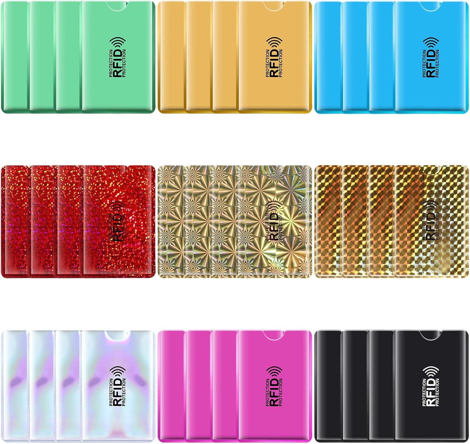 Colorido portatarjetas RFID, mangas de bloqueo RFID, fundas para tarjetas de crédito, juego de fundas RFID para tarjetas de identidad para mujeres y