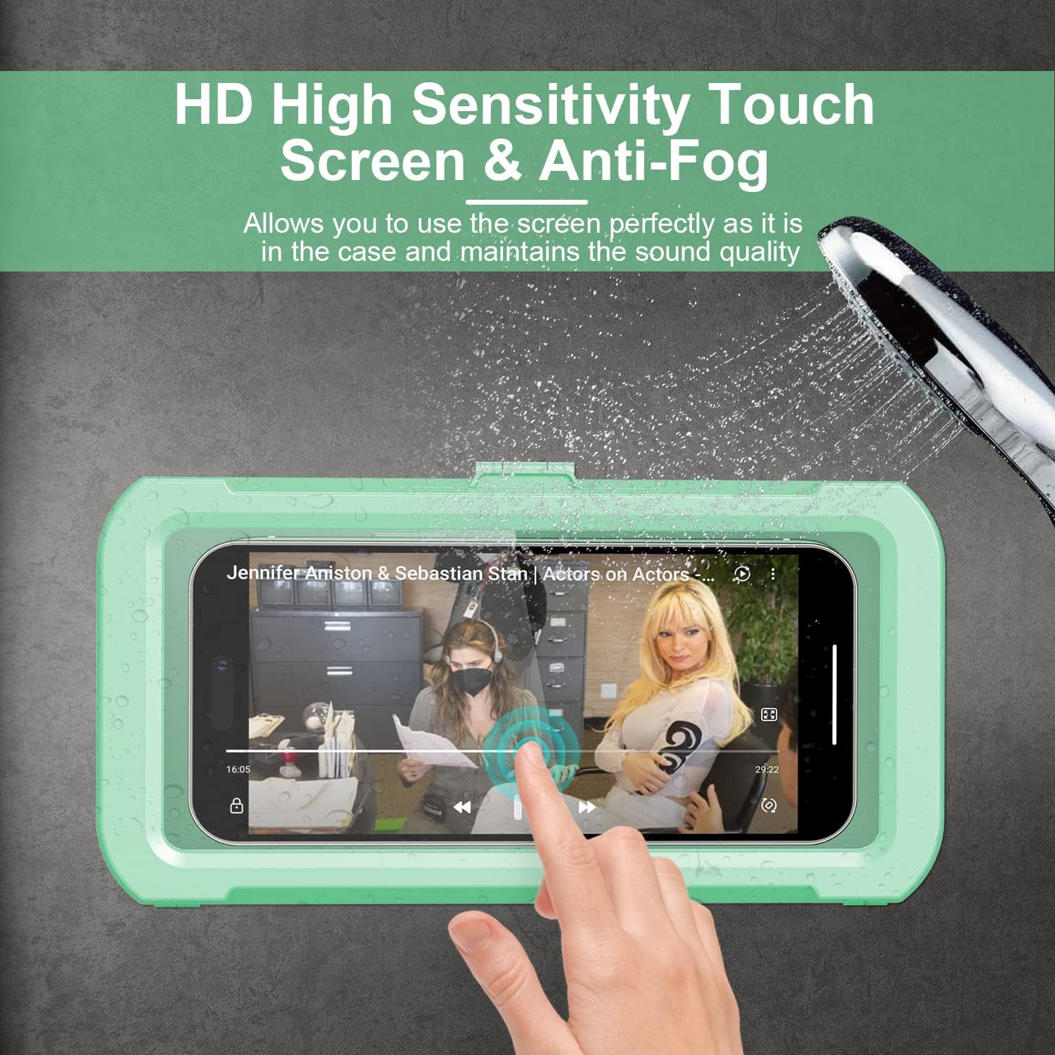 URROY – Soporte para teléfono de ducha impermeable con rotación de 360, funda antivaho de alta sensibilidad, caja de montaje para baño, espejo de