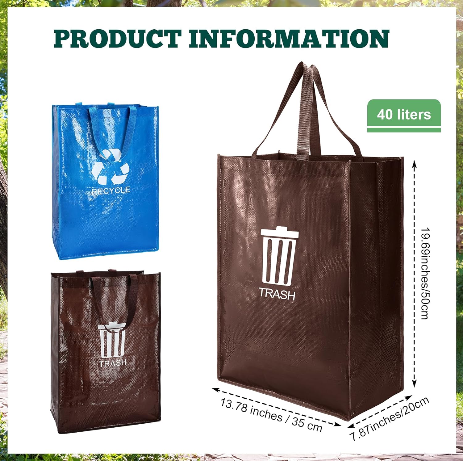 Paterr 6 bolsas de reciclaje reutilizables de 40 litros, bolsas separadas de reciclaje para reciclaje, organizador de clasificación de basura de