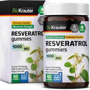 Gomitas de resveratrol – Potente suplemento orgánico de resveratrol de 1000 mg – Biodisponible 98% puro Trans Resveratrol – Apoyo antioxidante – 60 Gomitas de resveratrol – Potente suplemento orgánico de resveratrol de 1000 mg – Biodisponible 98% puro Trans Resveratrol – Apoyo antioxidante – 60