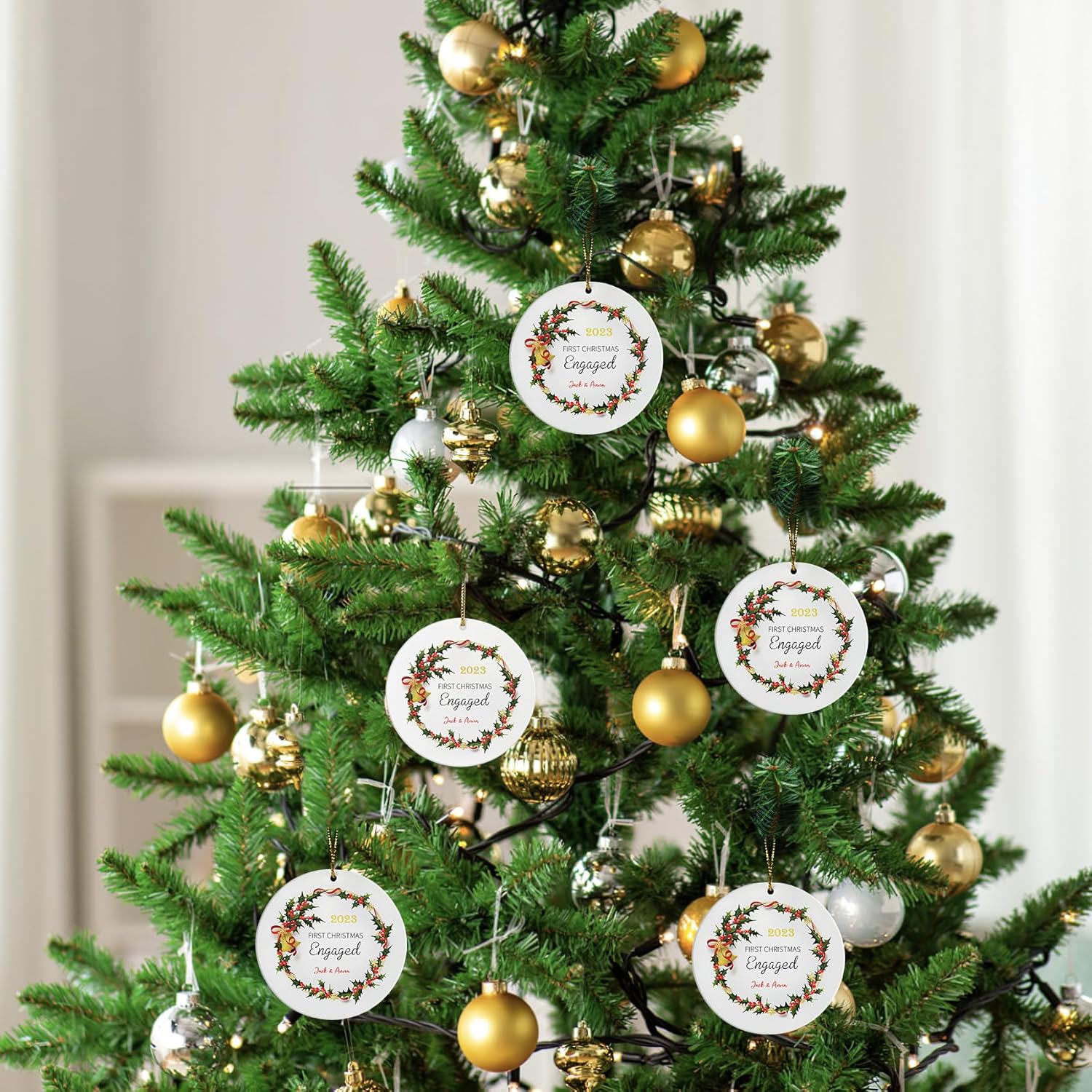 Adorno personalizado para pareja comprometida 2023, primera Navidad para casados juntos comprometidos, adornos de Navidad personalizados, idea,