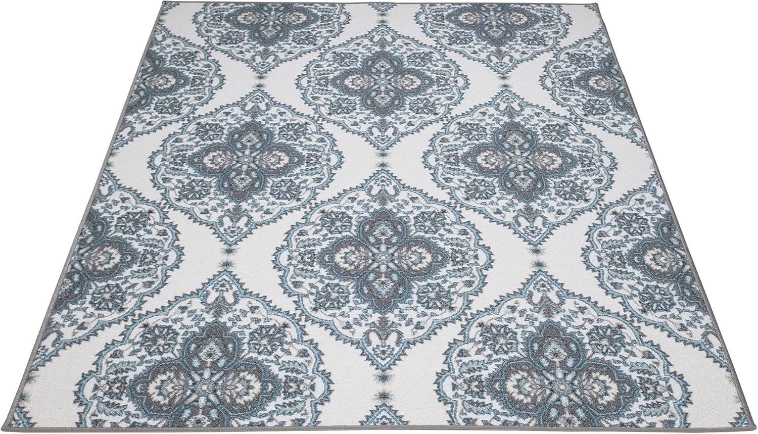 Ottomanson Ottohome Collection – Alfombra antideslizante de goma con diseño marroquí moderno de 5 x 7 pies, 5 x 6 pies 6 pulgadas, color blanco roto