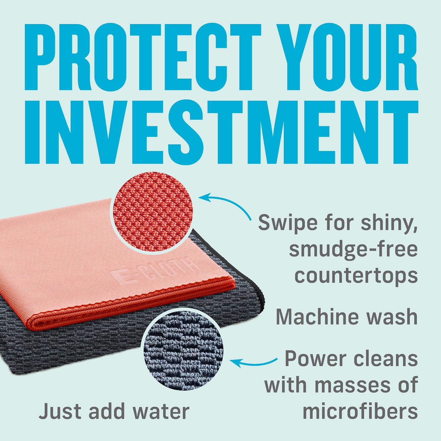 E-Cloth Kit de limpieza de granito y piedra, paño de limpieza de microfibra premium, limpiador y esmalte ideal para encimeras de granito, mármol y