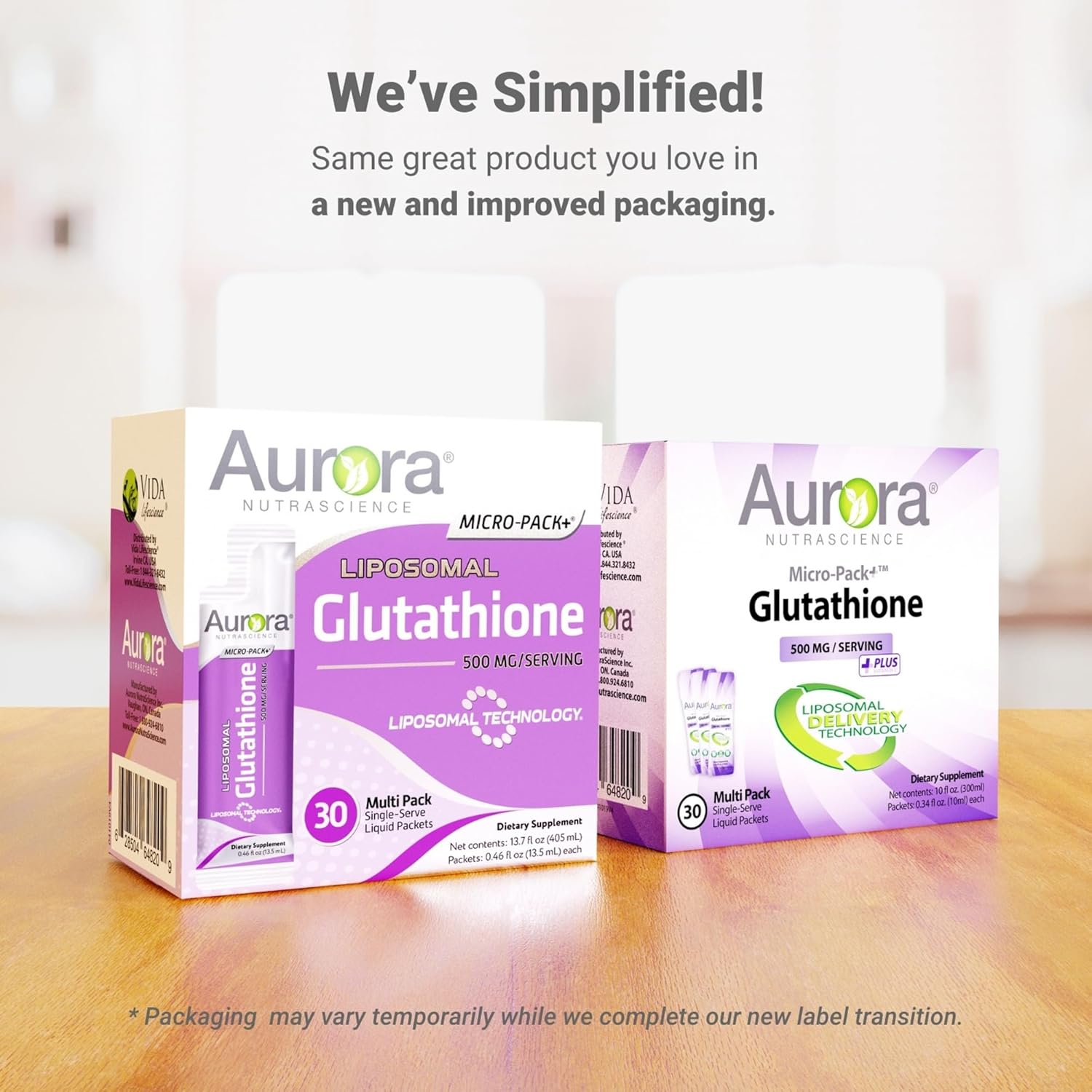 Aurora Nutrascience, glutatión nano-liposomal, mezcla de bebidas, 750 mg por porción, paquetes individuales