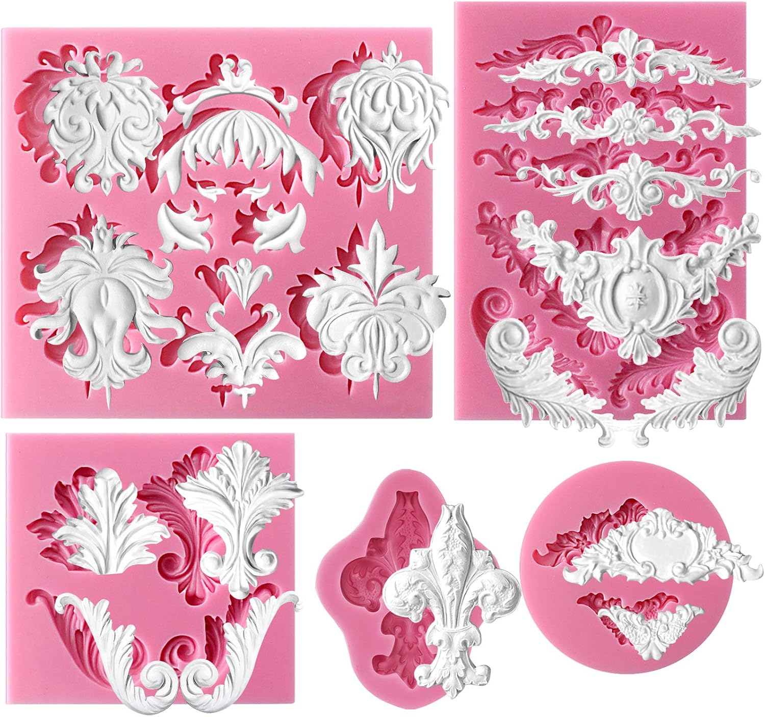 Molde de silicona para fondant de encaje de estilo barroco para Sugarcraft, decoración de bordes de pasteles, decoración de cupcakes, joyas, arcilla
