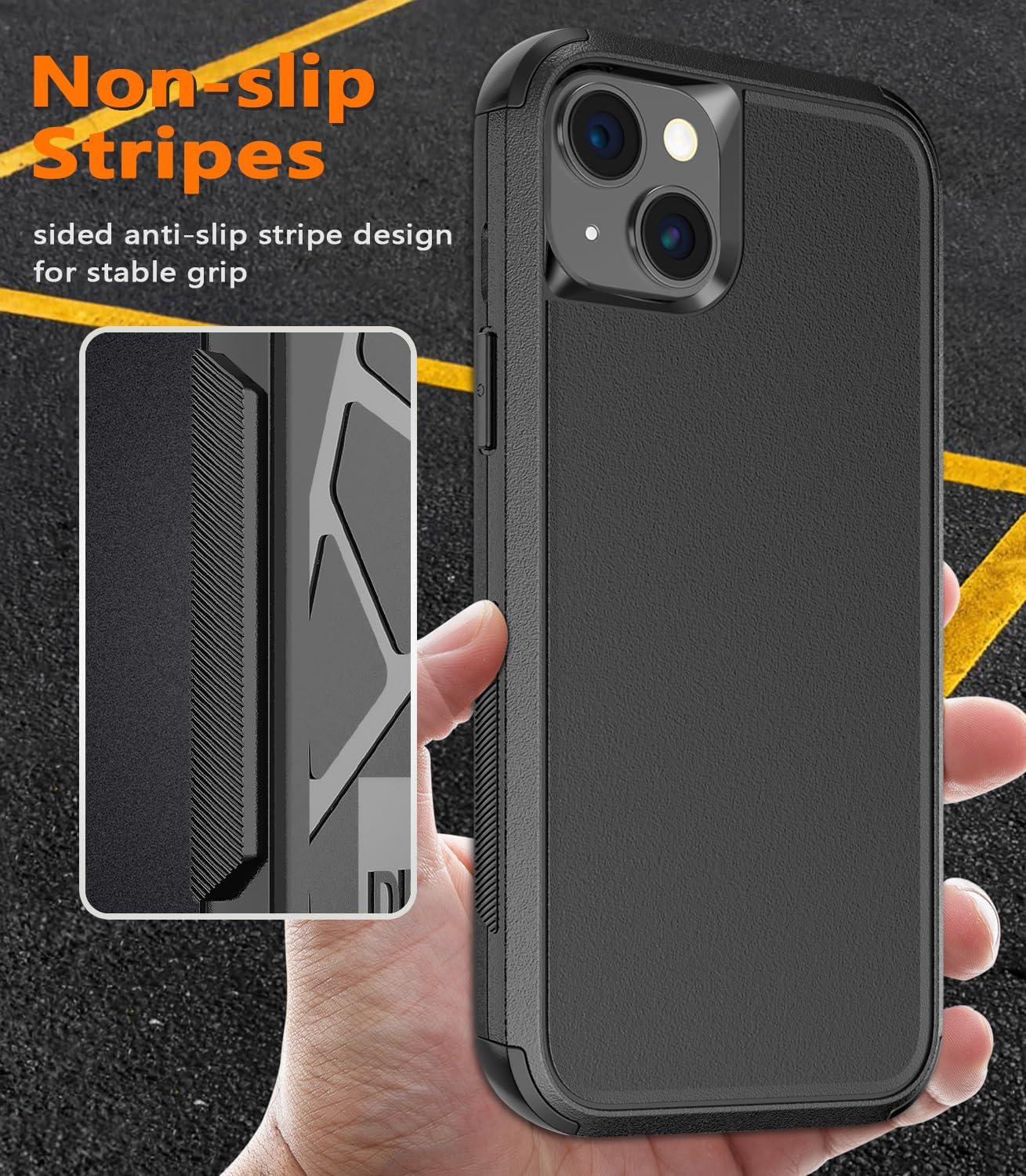 Diverbox Funda para iPhone 15 a prueba de golpes a prueba de caídas protector de pantalla de vidrio templado, funda de protección resistente para