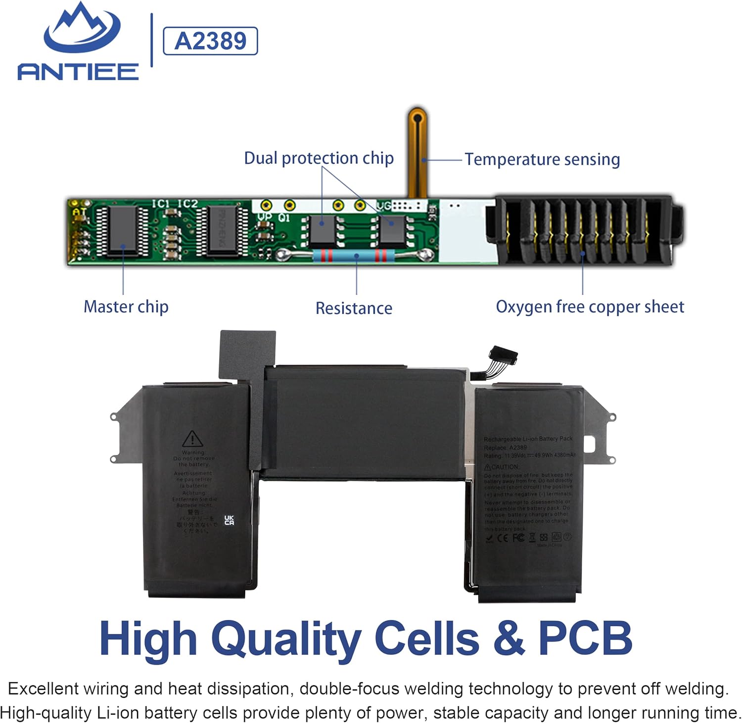 Reemplazo de batería A2337, batería A2389 compatible con MacBook Air de 13 pulgadas (M1, 2020) EMC 3598 MGN53LLA MGN83LLA MGN63LLA MGN93LLA MGND3LLA