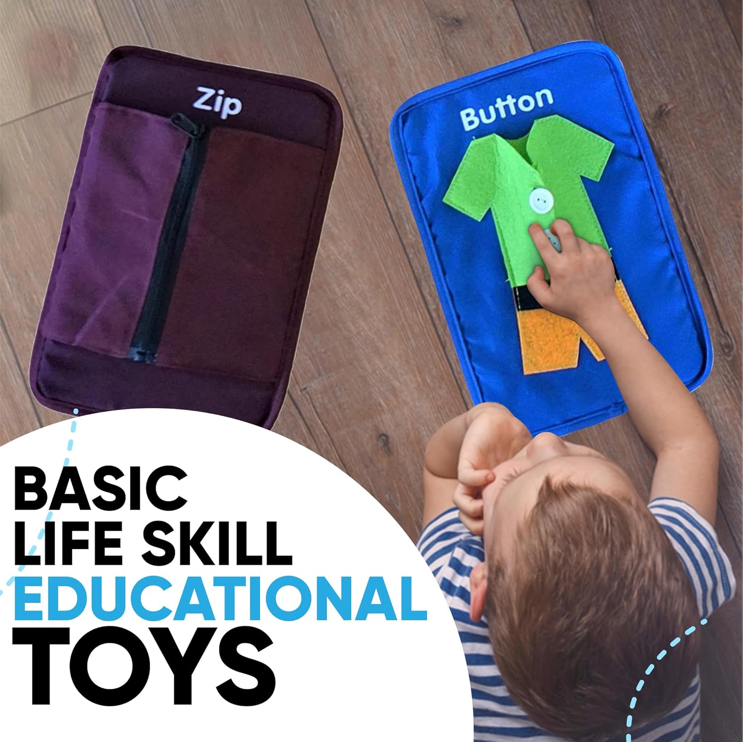 SENSORY4U Aprender a vestir tarjetas de tablero ocupado – Habilidades motoras finas para niños de educación temprana para ayudar a aprender