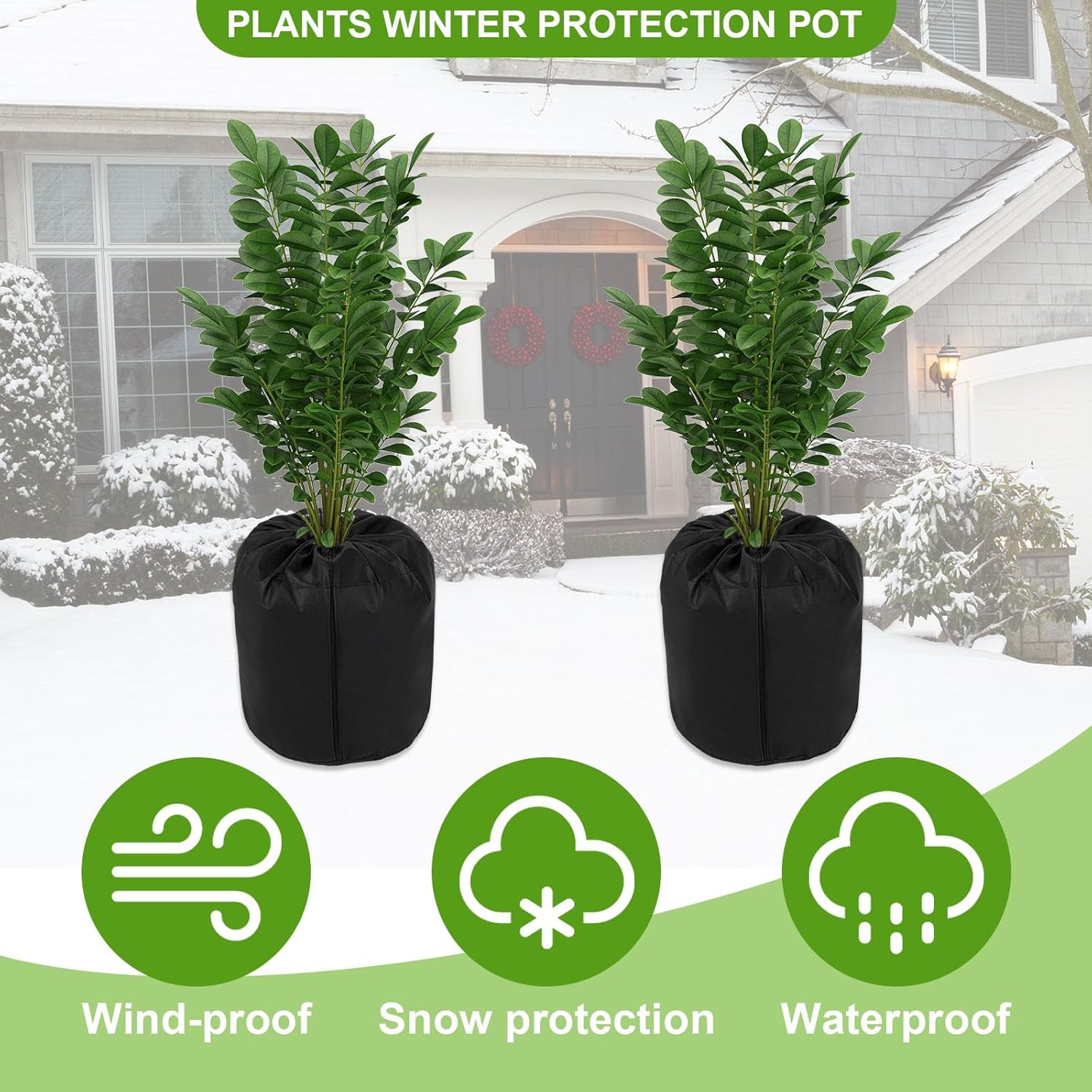 1 maceta de protección de invierno para plantas, cubierta de protección contra heladas de plantas de invierno, bolsa de protección de maceta de 16.9