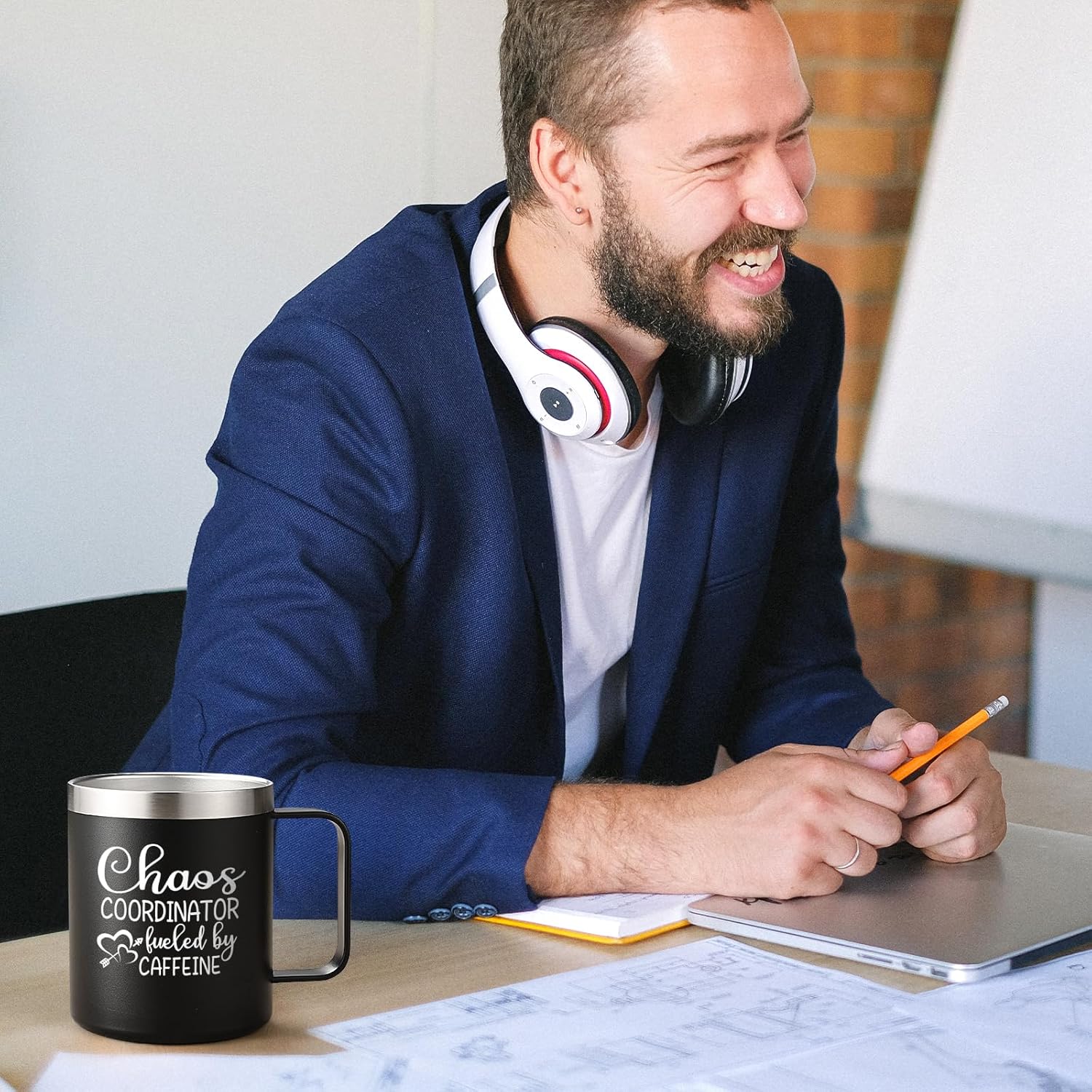 Qtencas Jefe Manager – Taza de café de acero inoxidable con cafeína para hombres, regalo de cumpleaños, regalos de Navidad para hombres, jefes,