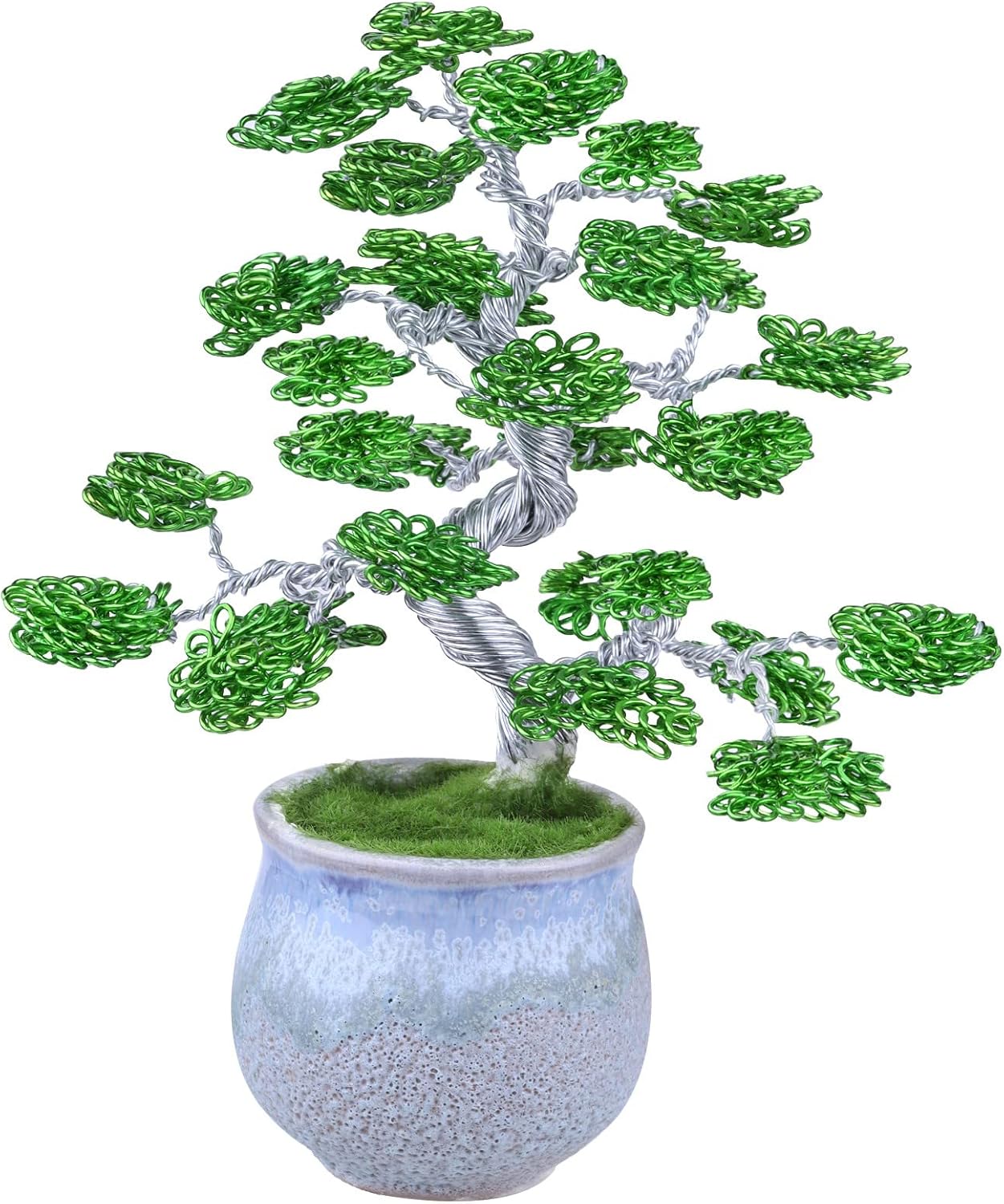 Yatming – Escultura de árbol bonsái de alambre de aluminio hecho a mano con base de cerámica, artesanía artificial, árbol de dinero Fengshui para