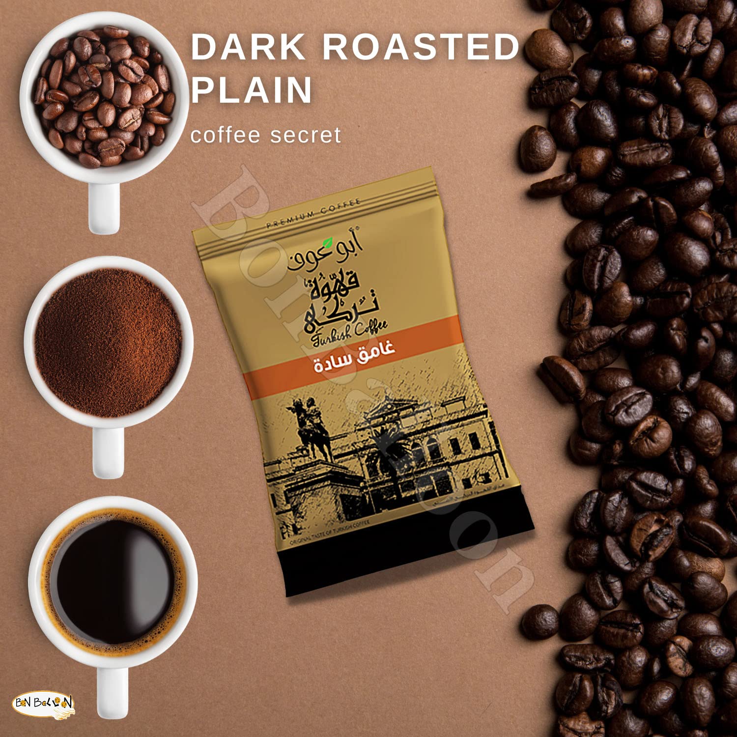 Abu Auf AbuAuf Oriental Original Café turco Café árabe árabe arábica molido tostado barro café (Palin Dark Roast 3.52 oz  100 gm)