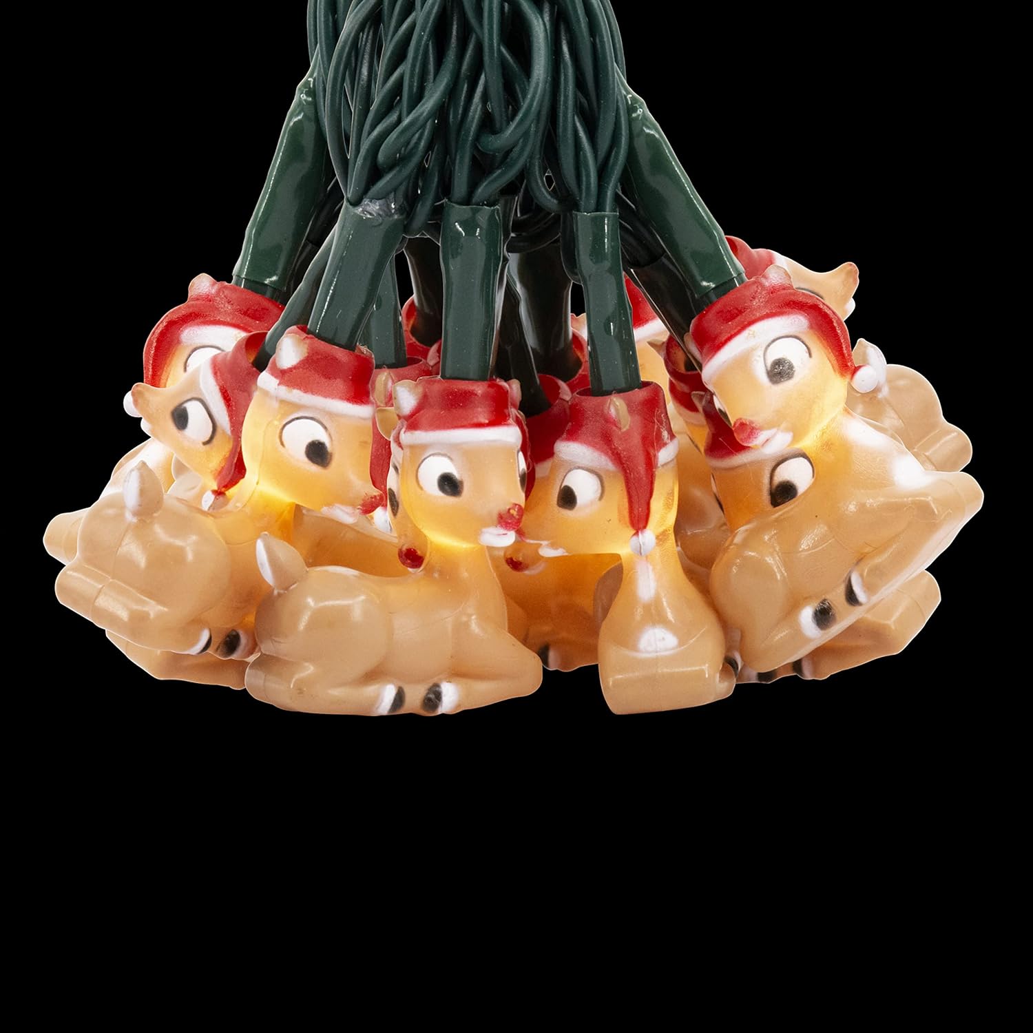 ProductWorks Rudolph in Santa Hat – Cadena de luces LED de batería de 20 unidades de encendidoapagadocentelleotemporizador