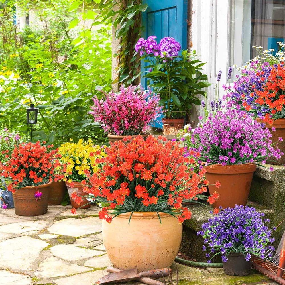 Plantas y flores artificiales para exteriores, resistentes a los rayos UV