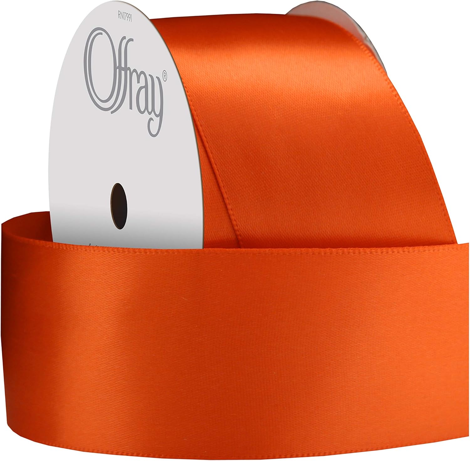 Berwick Offray 950647 – Cinta de satén de una cara de 1.5 pulgadas de ancho, naranja torrido, 4 yardas (paquete de 2)