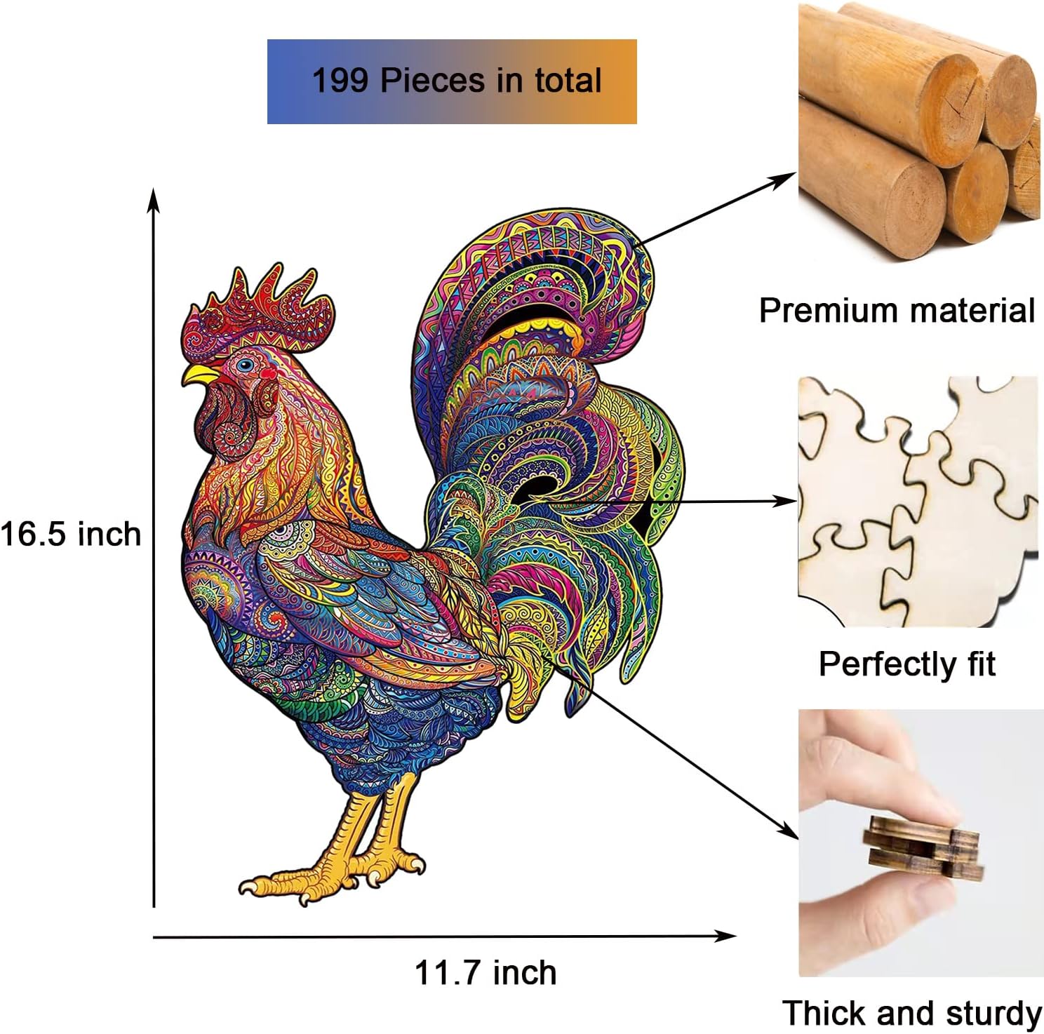 Rompecabezas de madera para adultos, rompecabezas de madera únicos en forma de animal con 199 piezas, rompecabezas de madera cortada con láser,