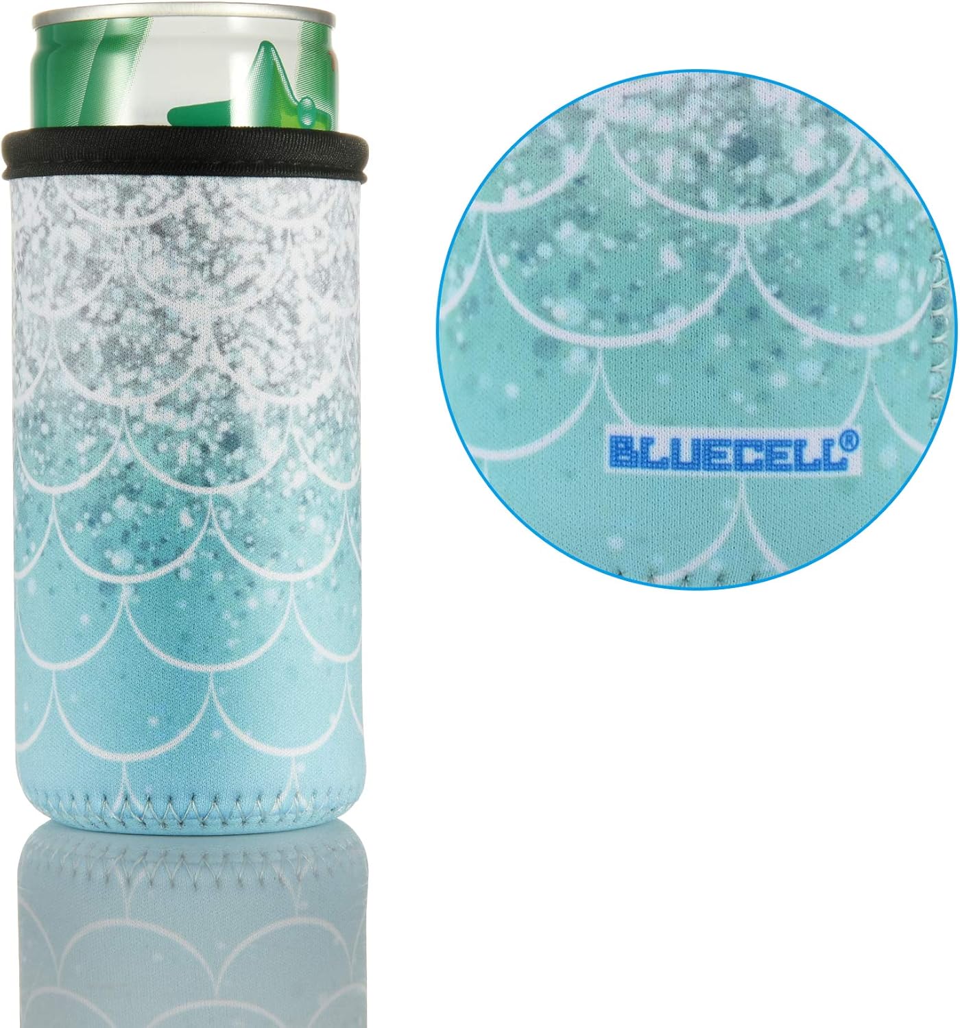 Bluecell – Paquete de 3 aisladores de neopreno con patrón de escamas de pescado para latas de cerveza de 8.4 onzas (patrón a escala de pescado (3