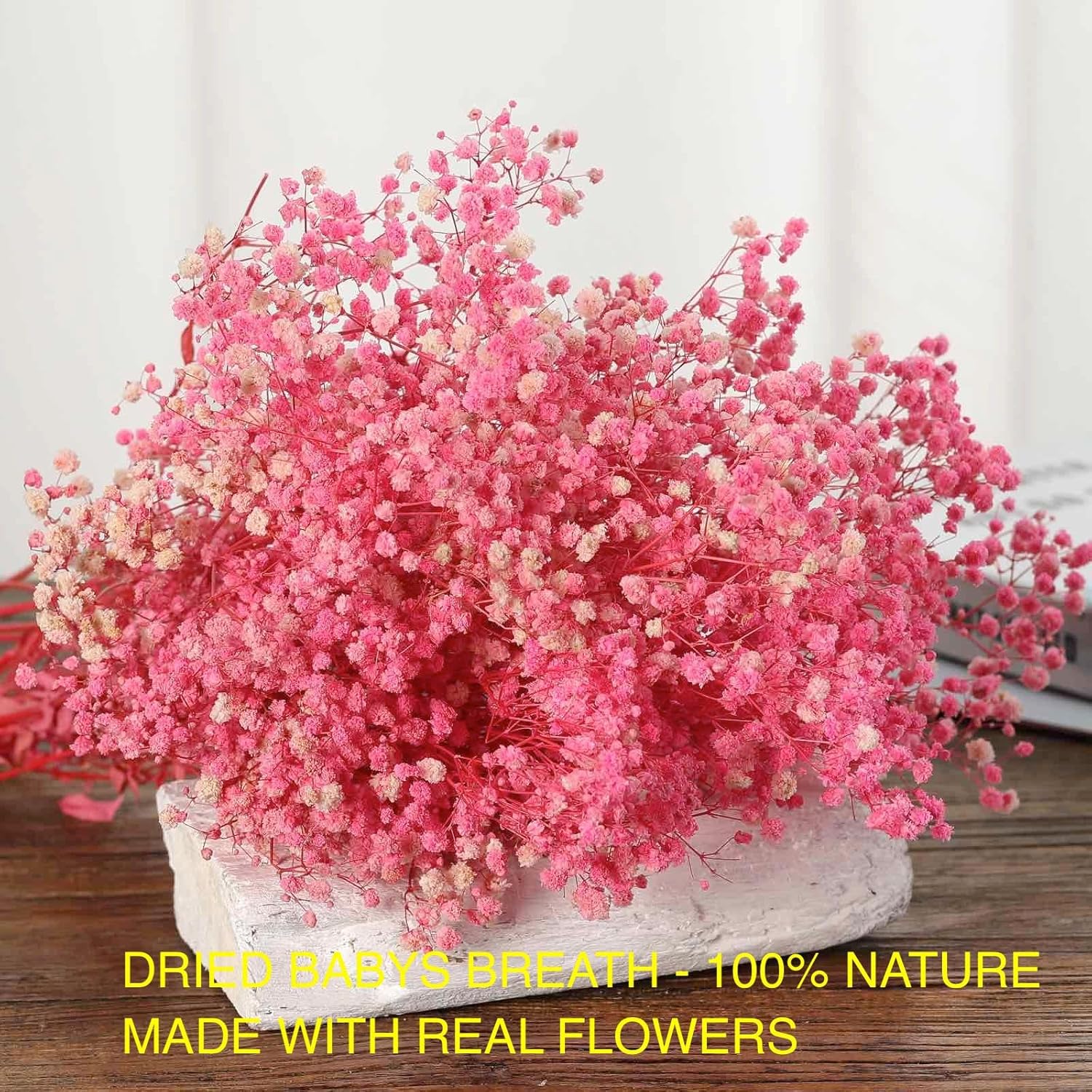 Ramo de flores secas de aliento de bebé, 17 pulgadas, más de 2500 flores secas de color rosa marfil, ramas de gypsophila naturales para bodas,