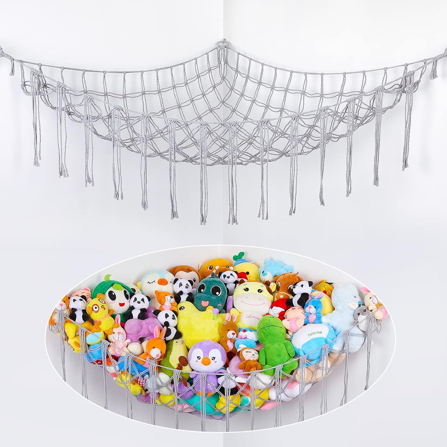 Unicorn Castle Hamaca de animales de peluche, organizador de almacenamiento de juguetes, soporte de juguetes de almacenamiento de animales de