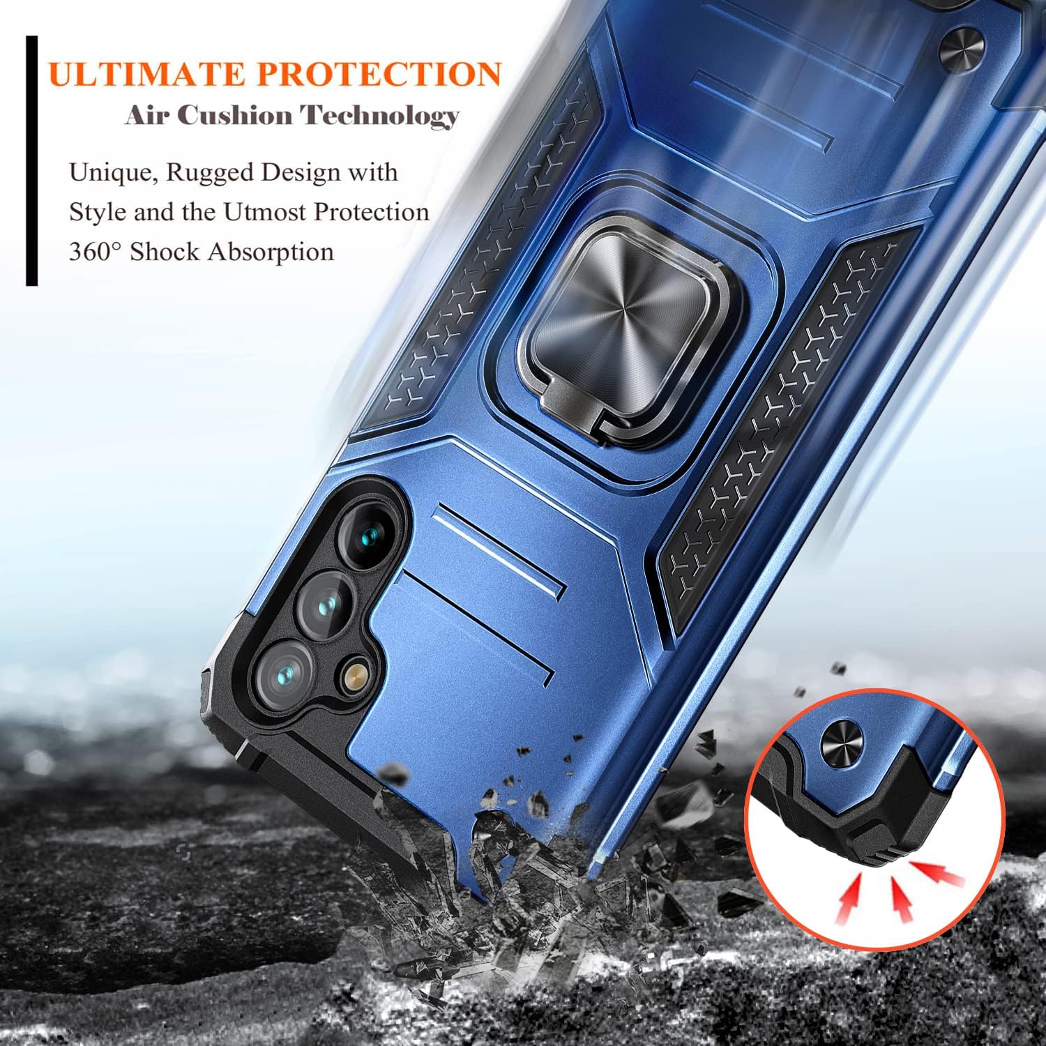 NZND Funda para Samsung Galaxy A14 5G con protector de pantalla de vidrio templado (cobertura máxima), grado militar protector de cuerpo completo,