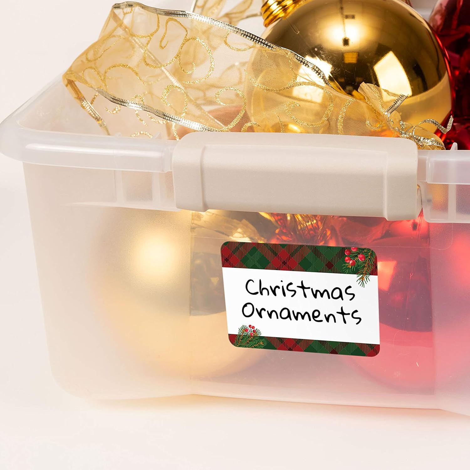 Avery Etiquetas de nombre a cuadros de pino y bayas rojas, etiquetas de regalo de Navidad, sin levantamiento, sin rizos, solo escritura a mano, 36