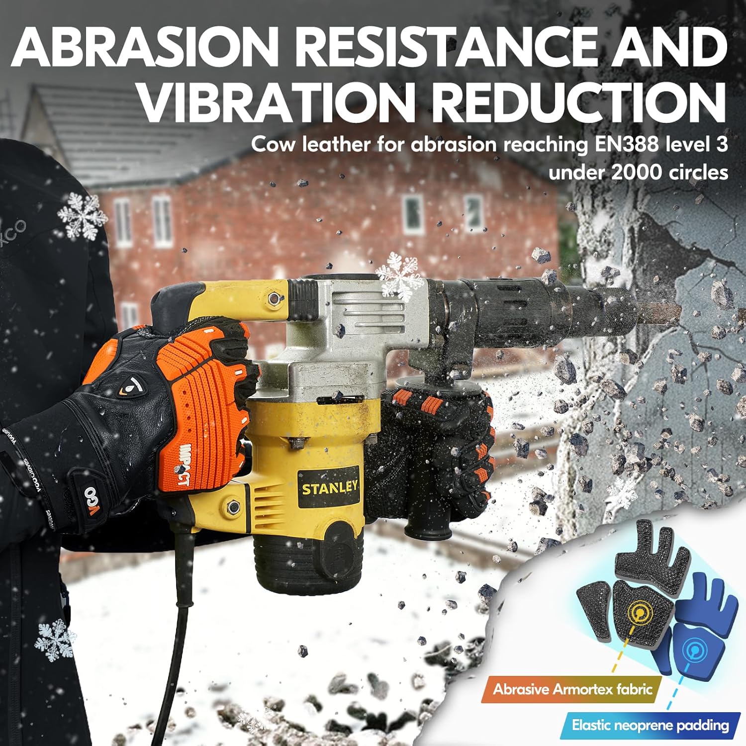 Vgo… -4.0 F-4F COLDPROOF,Guantes de cuero de trabajo de invierno, guantes de mecánico, guantes de impacto, guantes antivibración, resistentes,