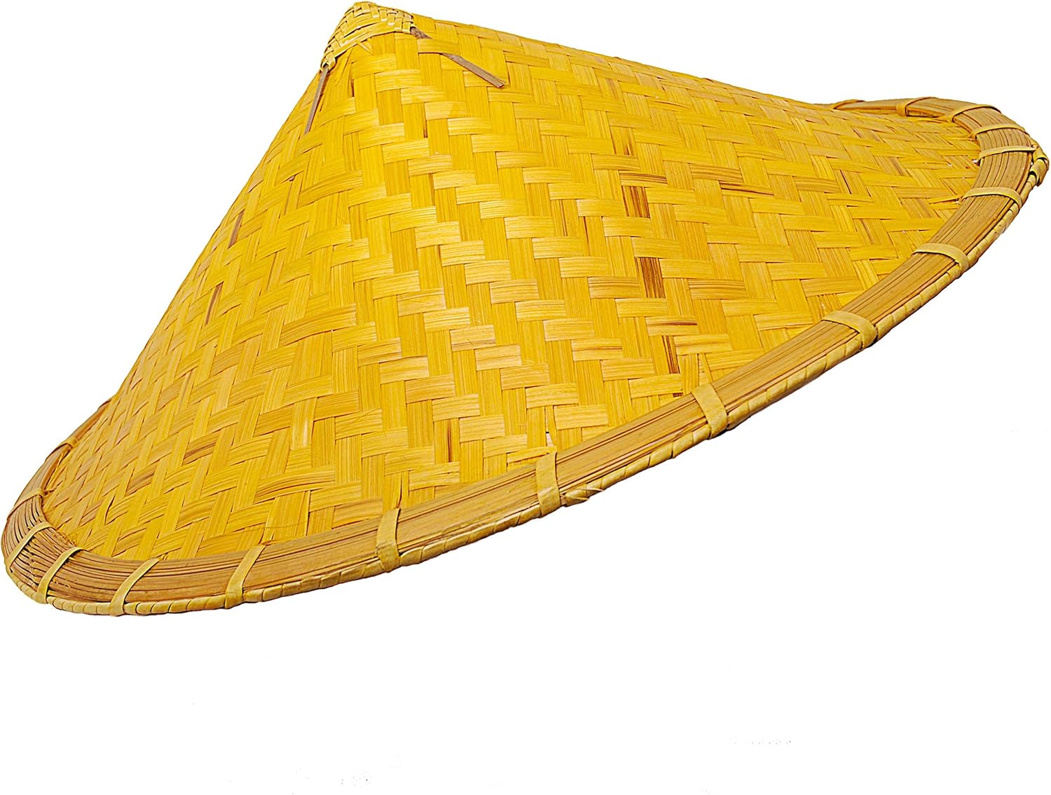 NW Xihexi Paquete de 2 sombreros chinos de bambú para granjero de arroz oriental asiático japonés jardín pez, tapa cónica