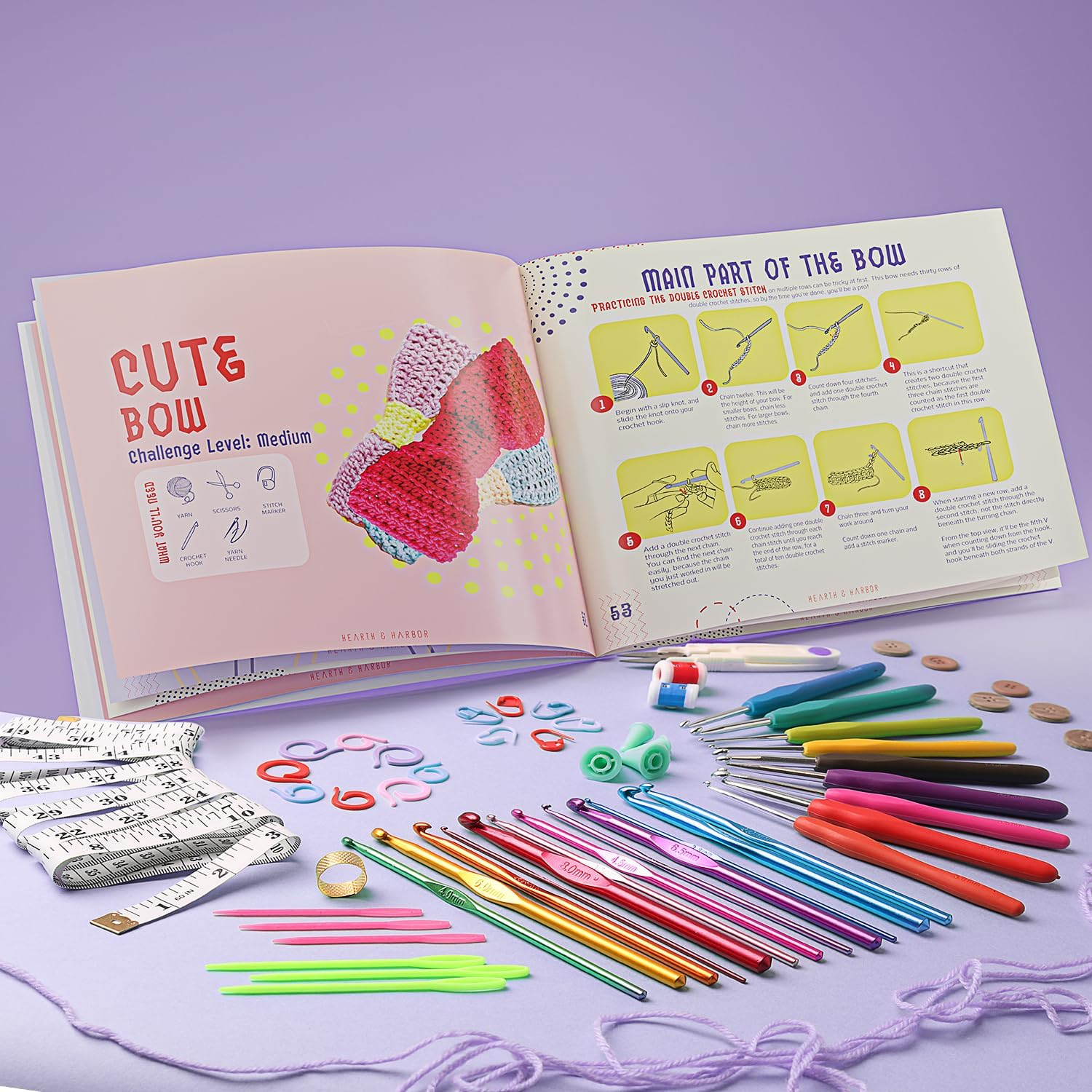 Kit de ganchillo para principiantes y adultos, kit de ganchillo para principiantes para adultos y niños, juego de ganchillo de 80 piezas con guía