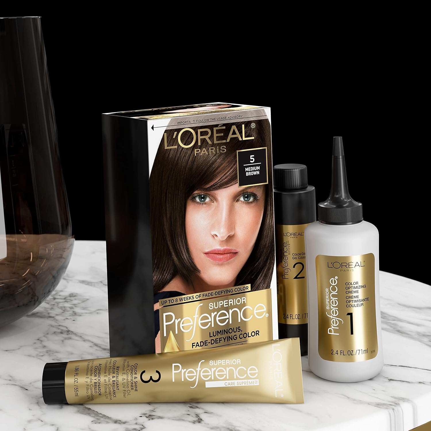 L’Oréal Paris Superior Preference – Coloración permanente para el cabello que desafía la decoloración + brillo, rubio ceniza claro, paquete de