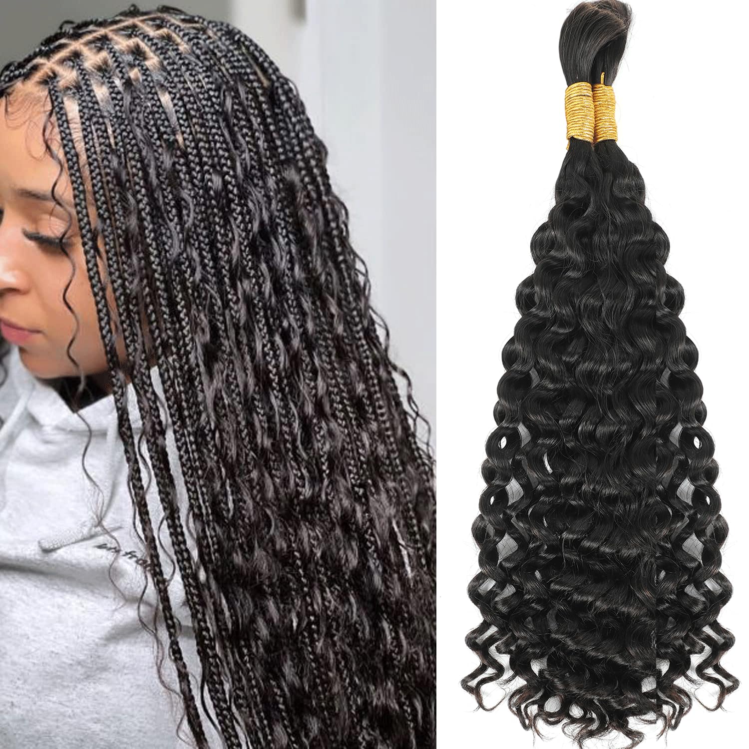 Extensiones de cabello humano micro trenzado a granel para micro trenzas, sin trama, 20 pulgadas (3.53 onzas (paquete de 2 paquetes), extensiones de