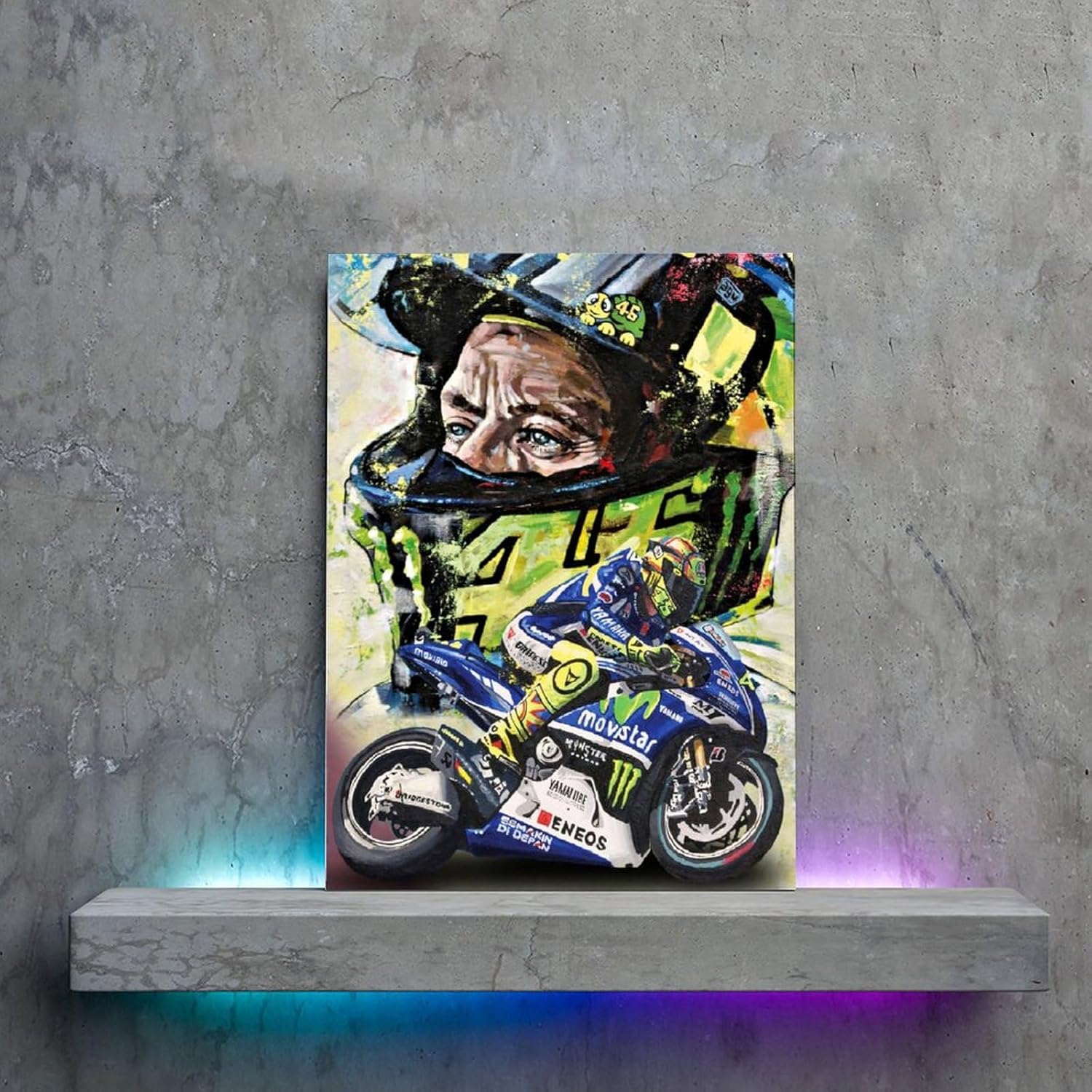 AAHARYA Valentino Rossi – Póster artístico famoso corredor de motociclismo, decoración de pared (10), pintura en lienzo, póster de arte de pared