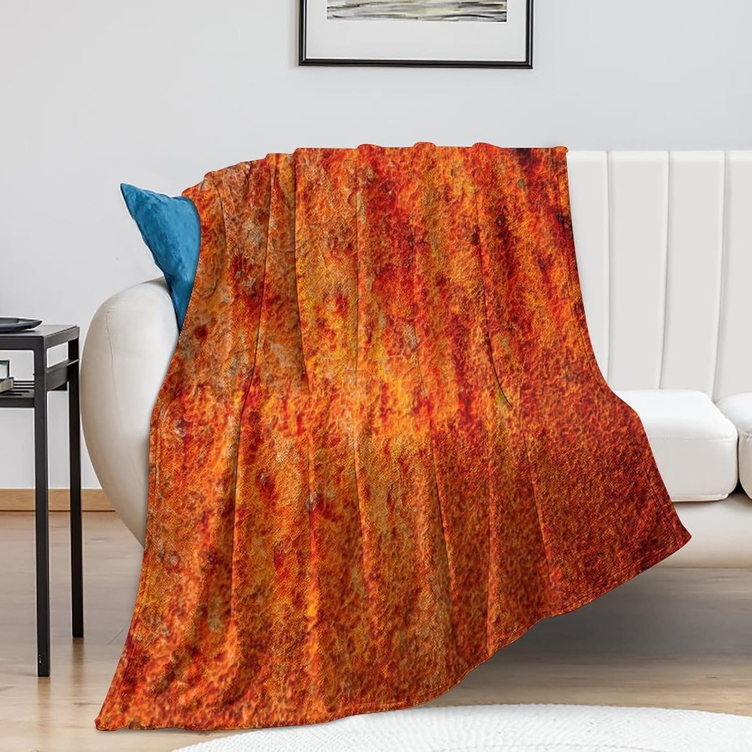 Manta de franela de forro polar naranja quemado de 50 x 40 pulgadas, ligera y esponjosa, para invierno y otoño, acogedora y suave para decoración