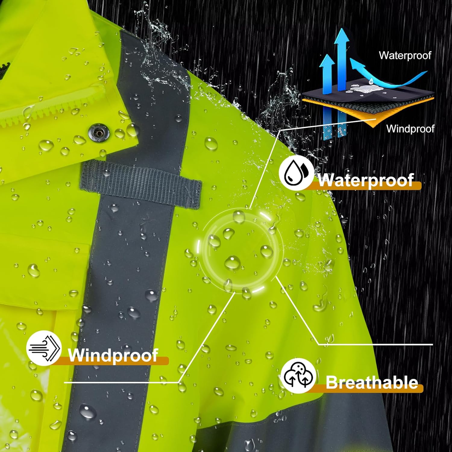 Chaquetas de seguridad reflectantes de alta visibilidad para hombres 2 en 1 ANSI Clase 3 Hi Vis Chaqueta de invierno impermeable