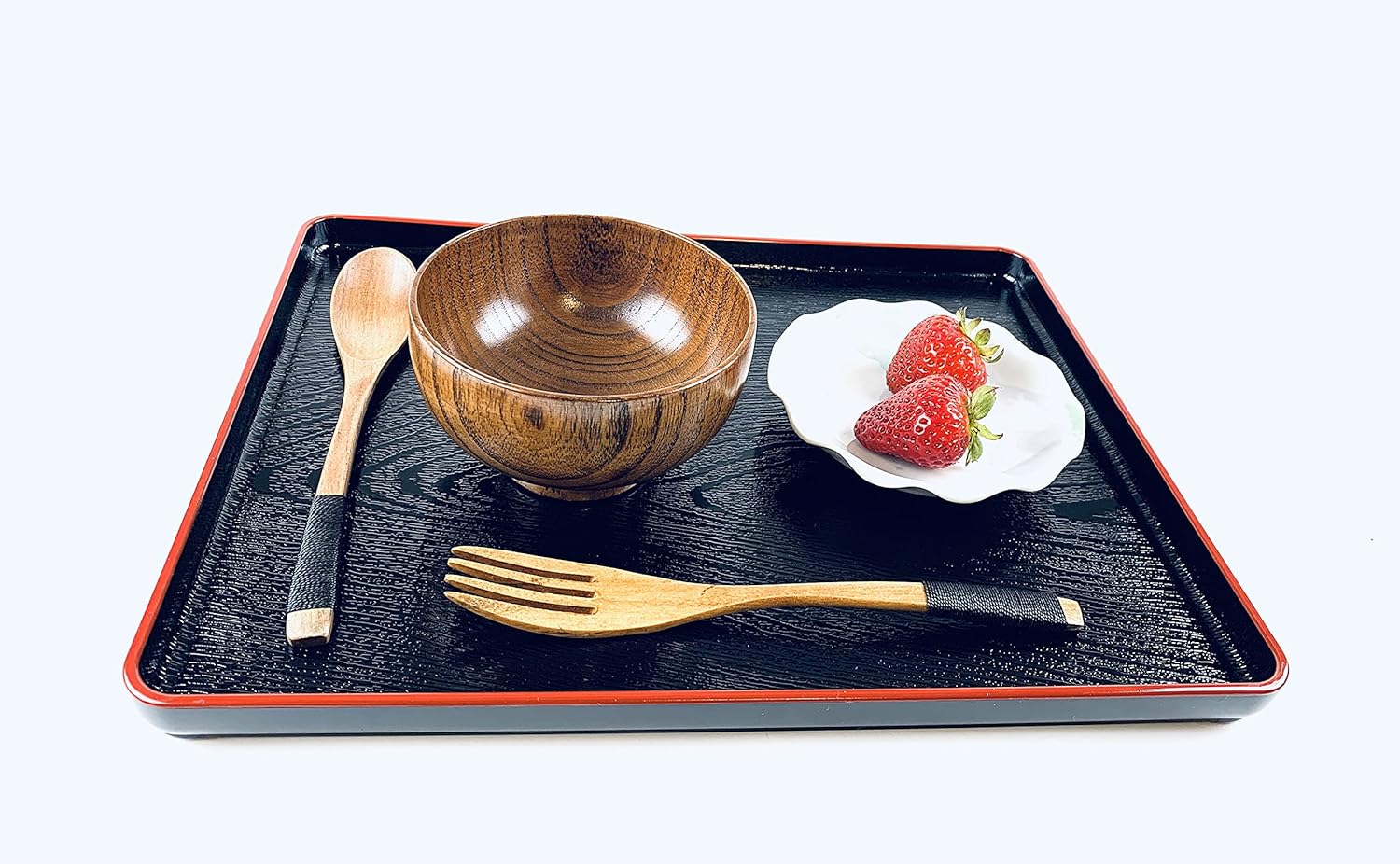JapanBargain 1653 – Juego de 2 cuencos de madera estilo zen japonés, cuenco de arroz para sopa de miso, sopa, postre, ensalada y aperitivos