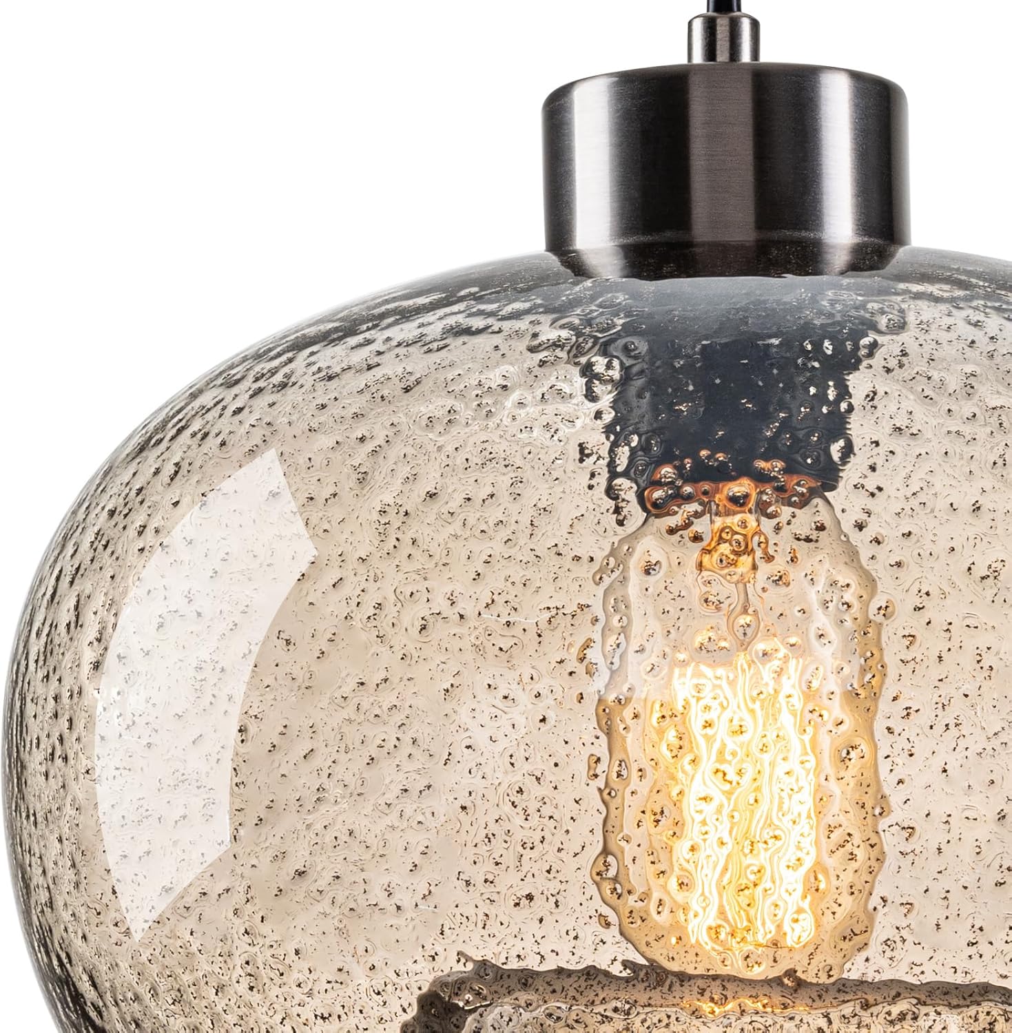 HASUN Paquete de 2 luces colgantes de cristal, 9.2 pulgadas de cocina, luces colgantes sobre la isla, calabaza moderna de mármol ámbar colgante de