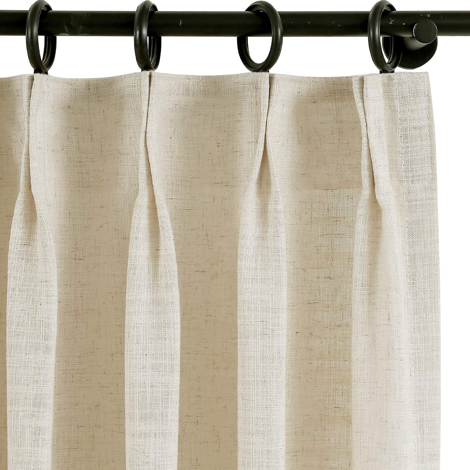 Macochico Cortinas opacas plisadas de lino texturizado con forro opaco y aislamiento térmico para ventana de dormitorio, divisor de habitación,