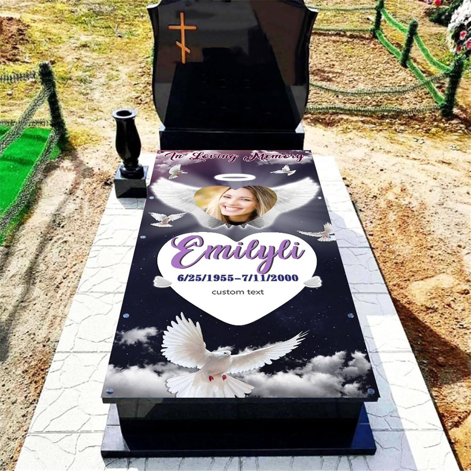 Manta personalizada con foto conmemorativa con tumba, manta de cielo en memoria amorosa, manta para tumba de pérdida de familiatumba, manta para