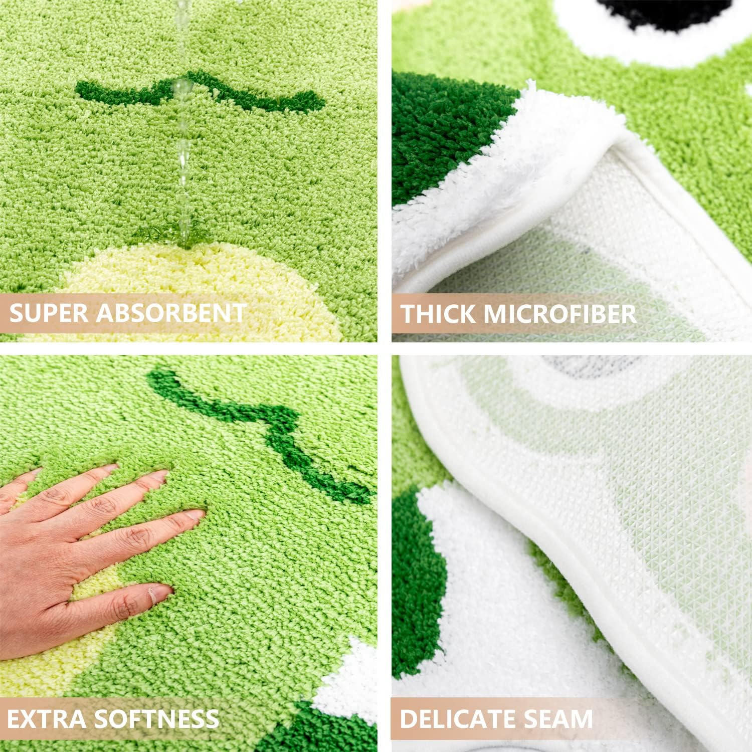 Bonita alfombra de baño de rana para baño, alfombra de baño verde, antideslizante, tapete de puerta de animal de rana, tapete de baño divertido