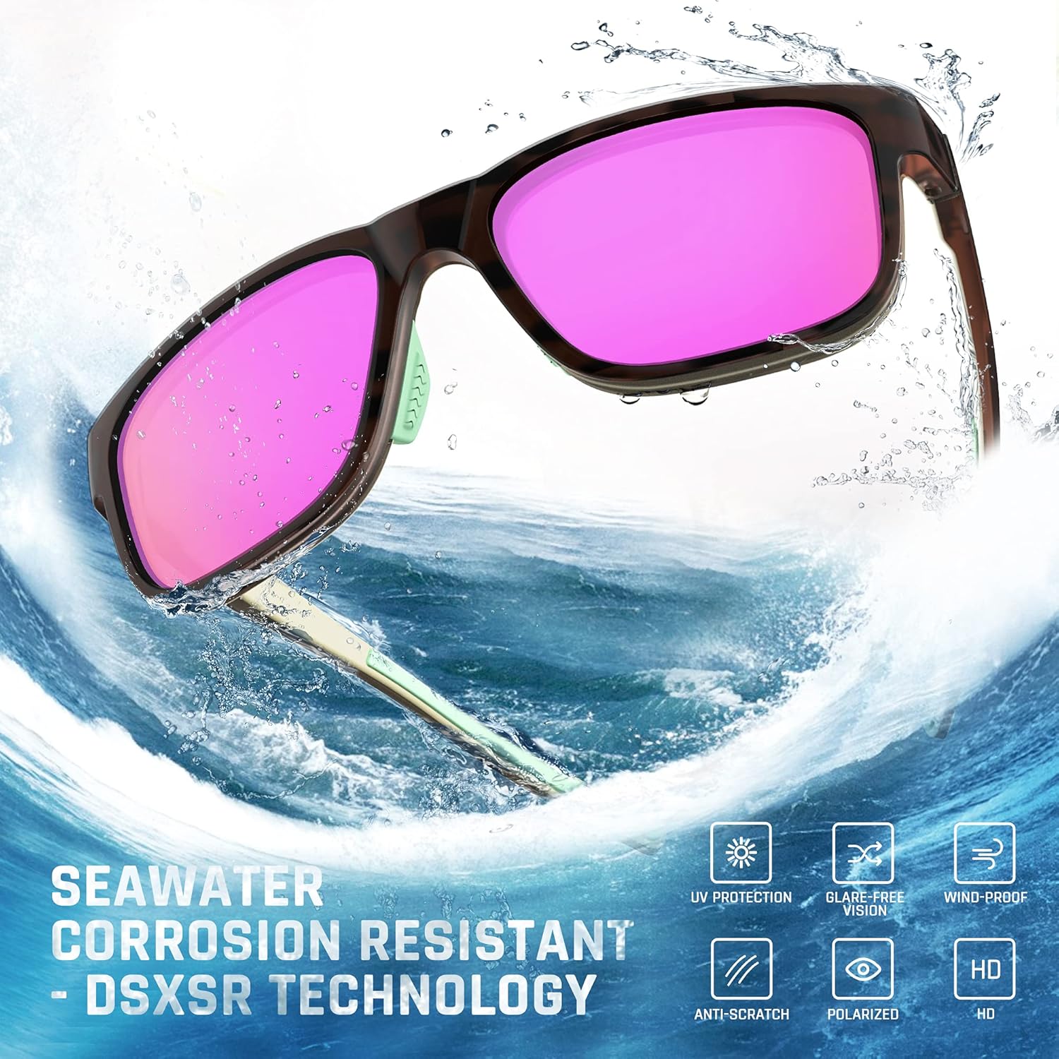 TOREGE Gafas de sol polarizadas deportivas para hombres y mujeres, lentes de sol para ciclismo, correr, pesca, barco, senderismo, playa, TR66
