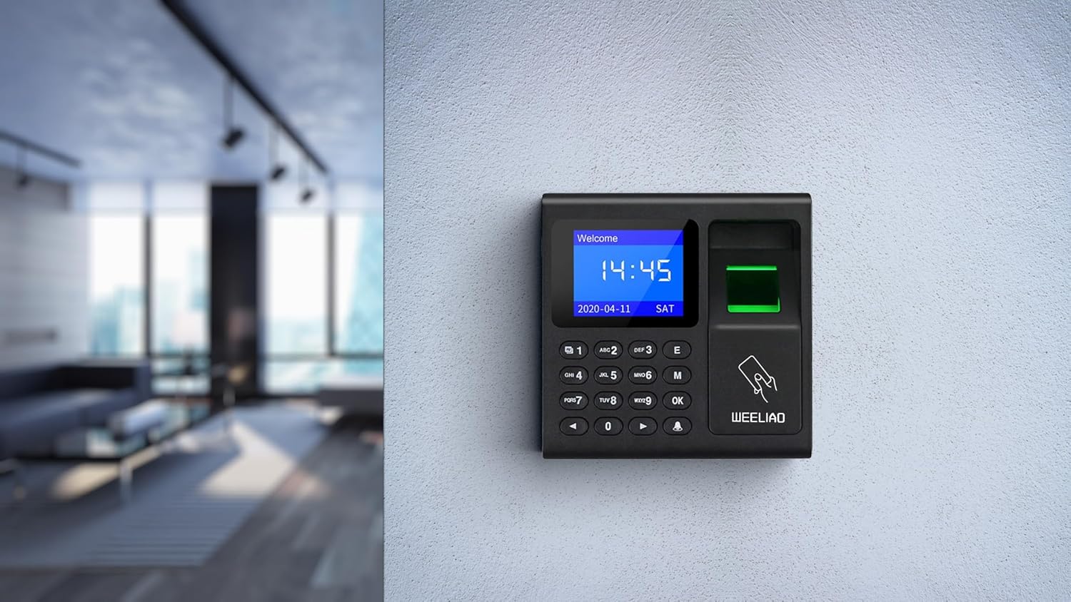 WEELIAO Máquina de asistencia de tiempo, huella dactilar, contraseña, reloj de tiempo para empleados con escaneo de dedos, RFID y perforación de PIN