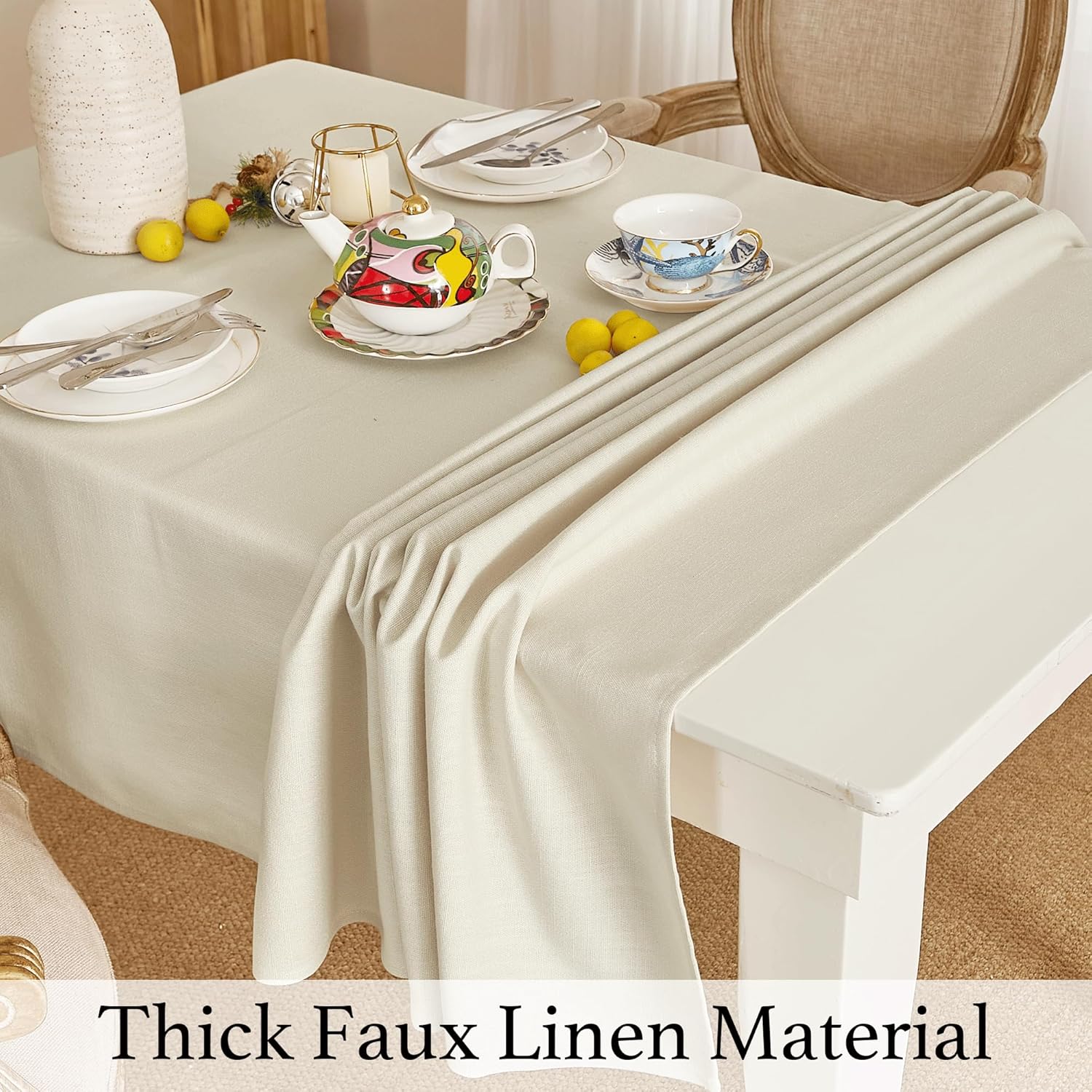 KGORGE Mantel rectangular de lino grueso con textura resistente a las arrugas, mantel suave para cocina, mesa de comedor, fiestas y campamentos,