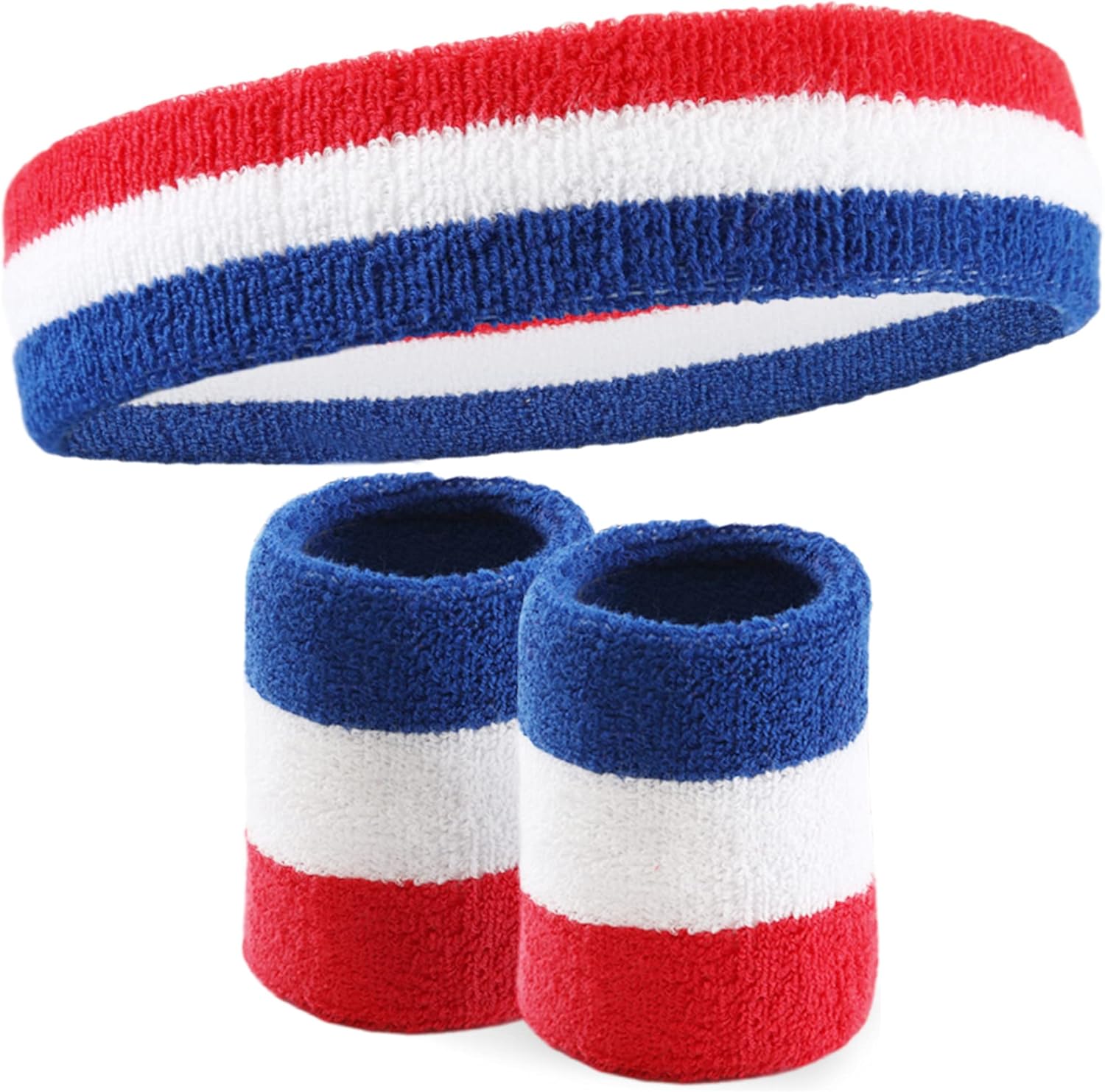 Juego de bandas para el sudor, bandas para el sudor para la cabeza y la muñeca, bandas de tela de rizo para tenis, entrenamiento, deportes,