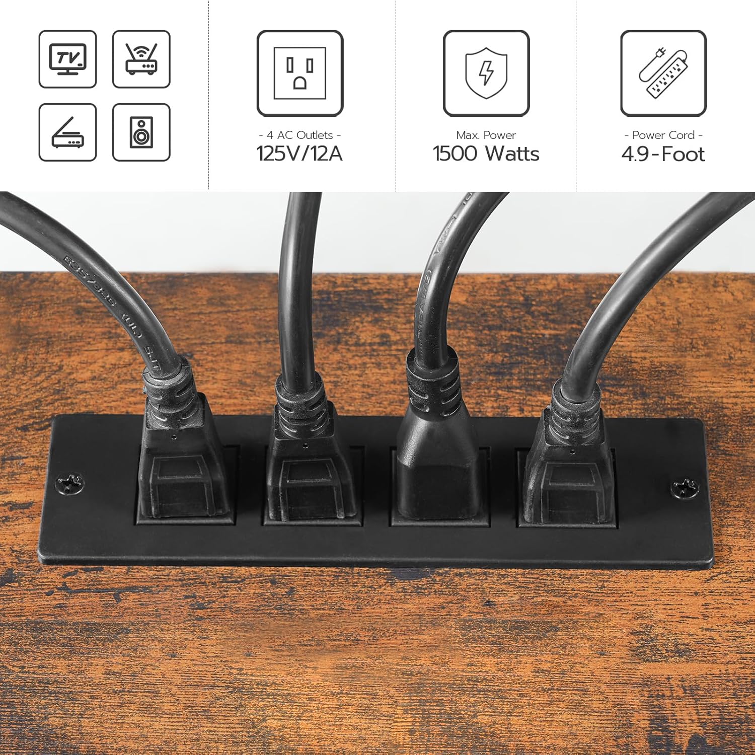 HOOBRO Soporte de TV, soporte de TV deformable con tomas de corriente de hasta 75 pulgadas, moderno centro de entretenimiento con estantes de