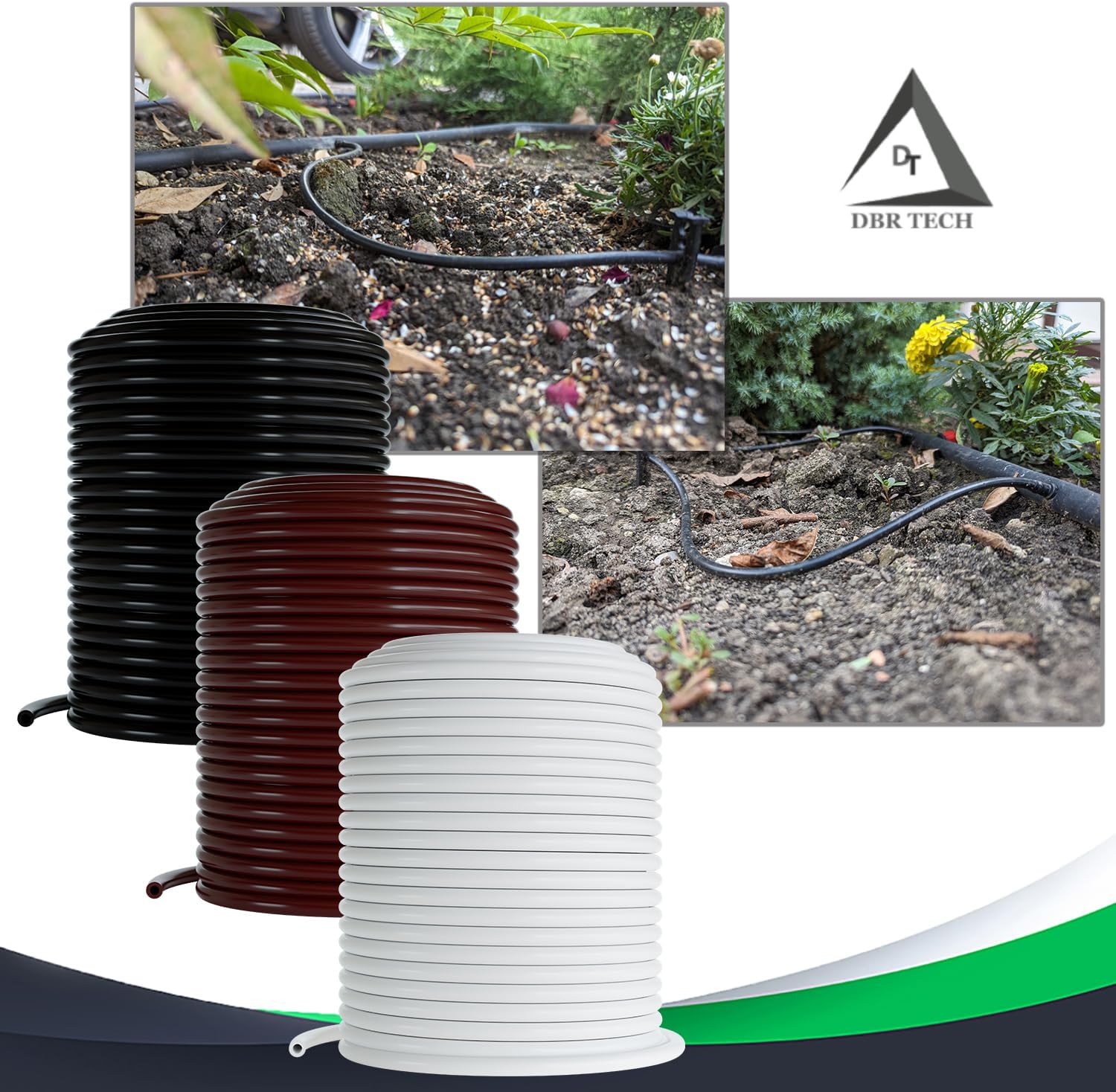 Tubo de riego por goteo de 14, 100 pies, manguera flexible de riego por goteo de plástico PVC para jardinería, nebulización, hidroponía y proyectos