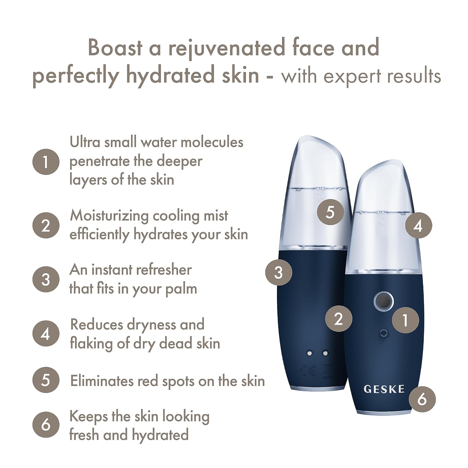 GESKE SmartAppGuided – Refrescante de hidratación facial  4 en 1  Atomizador de agua  Máquina de pulverización hidratante  Rociador facial